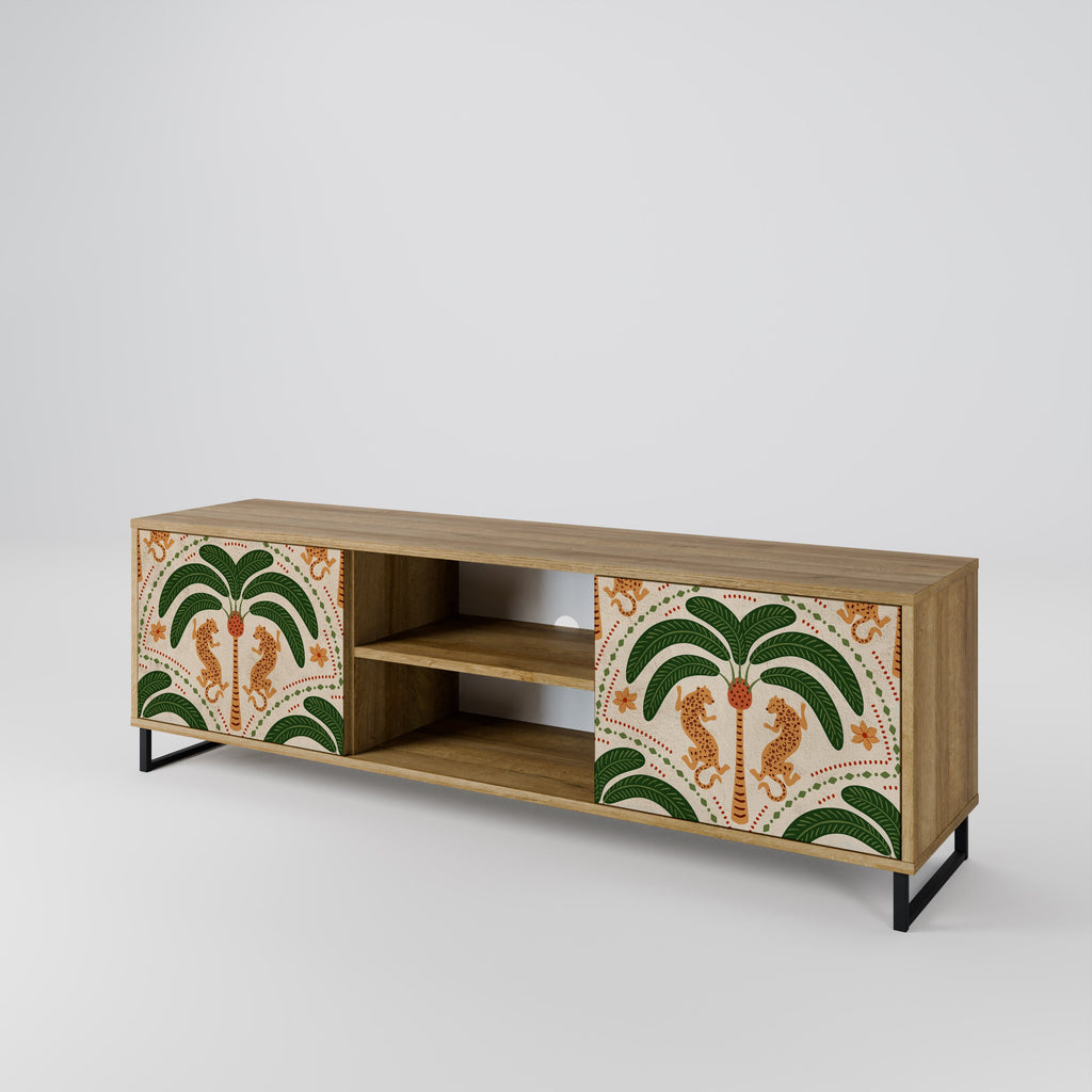 DANCING PREDATORS Móvel de TV com 2 Portas em Efeito Carvalho