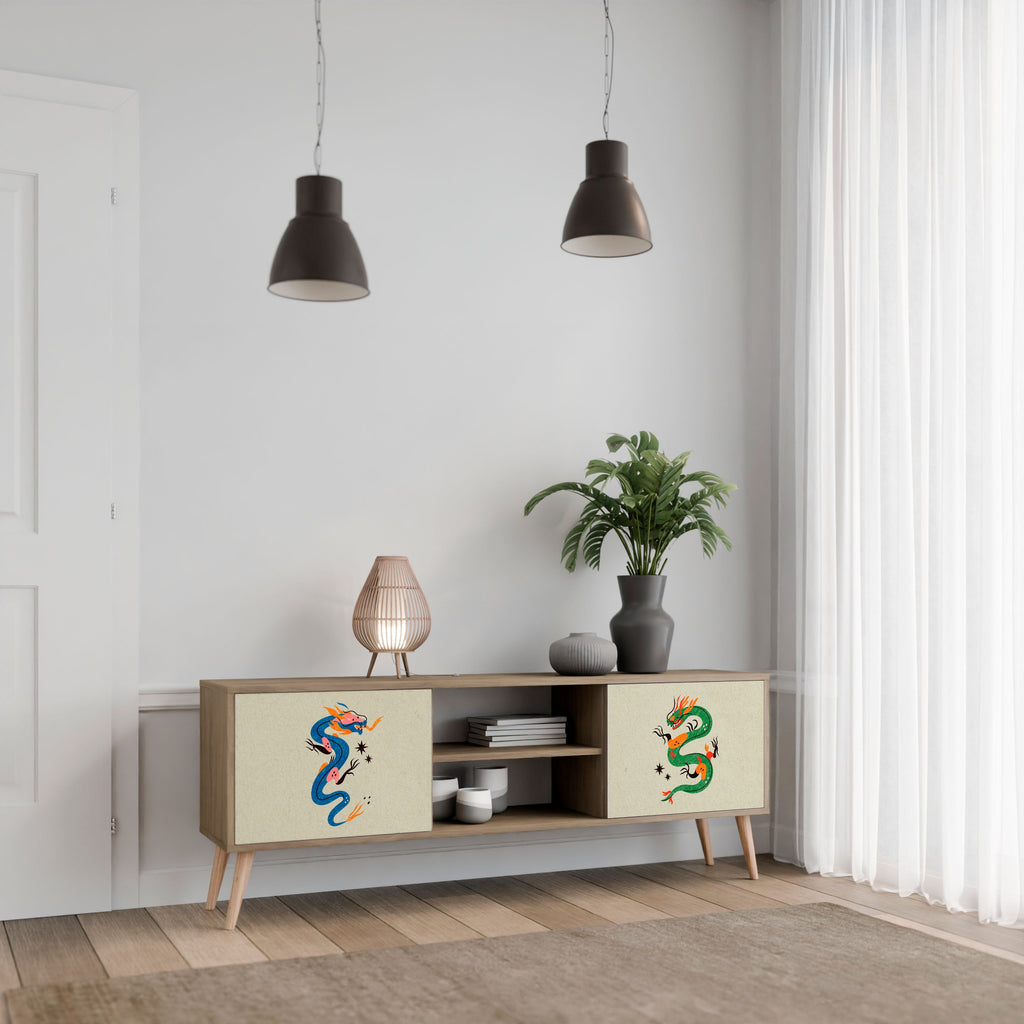 MYTHOLOGICAL CREATURES Móvel de TV com 2 Portas em Efeito Carvalho