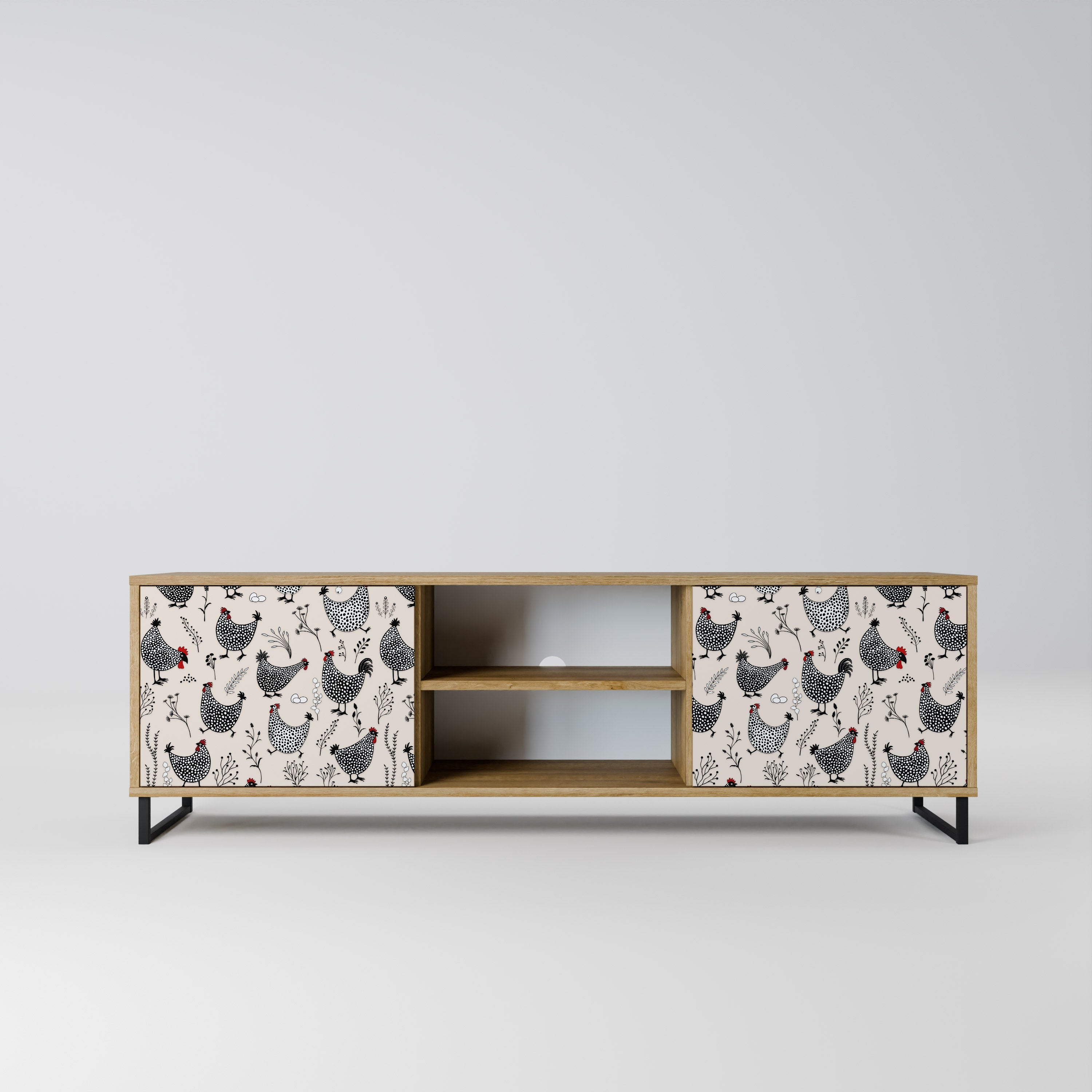 HAPPY HENS Móvel de TV com 2 Portas em Efeito Carvalho