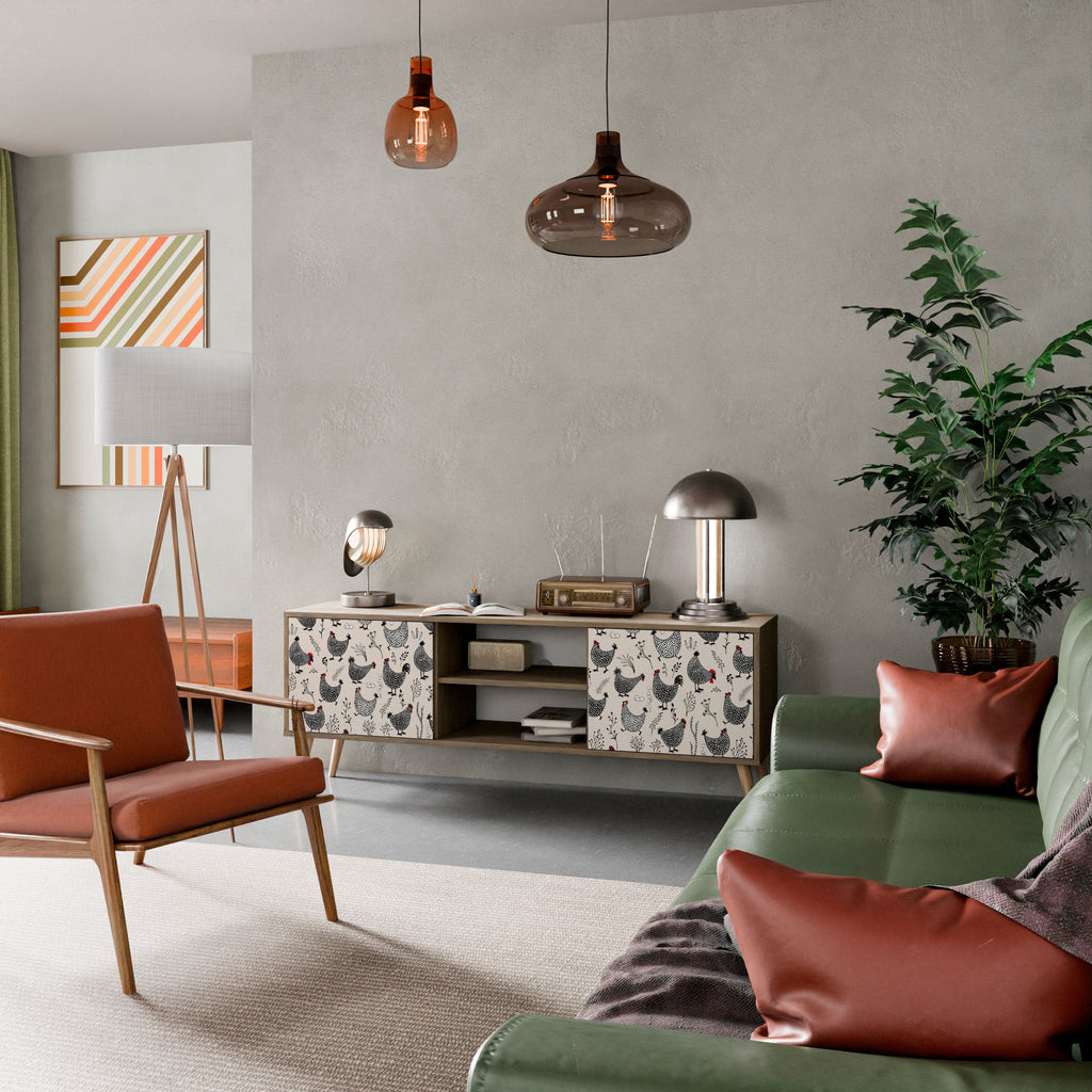 HAPPY HENS Móvel de TV com 2 Portas em Efeito Carvalho