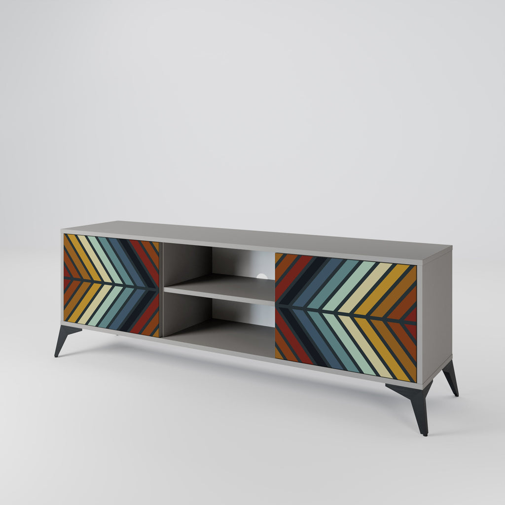 INDIGENOUS ZIGZAG 2-Door TV Stand in Grey Finish