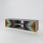 INDIGENOUS ZIGZAG 2-Door TV Stand in Grey Finish