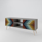 INDIGENOUS ZIGZAG 2-Door TV Stand in Grey Finish