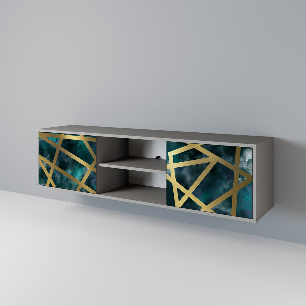THE LABYRINTH OF GOLD Móvel de TV com 2 Portas em Acabamento Cinzento