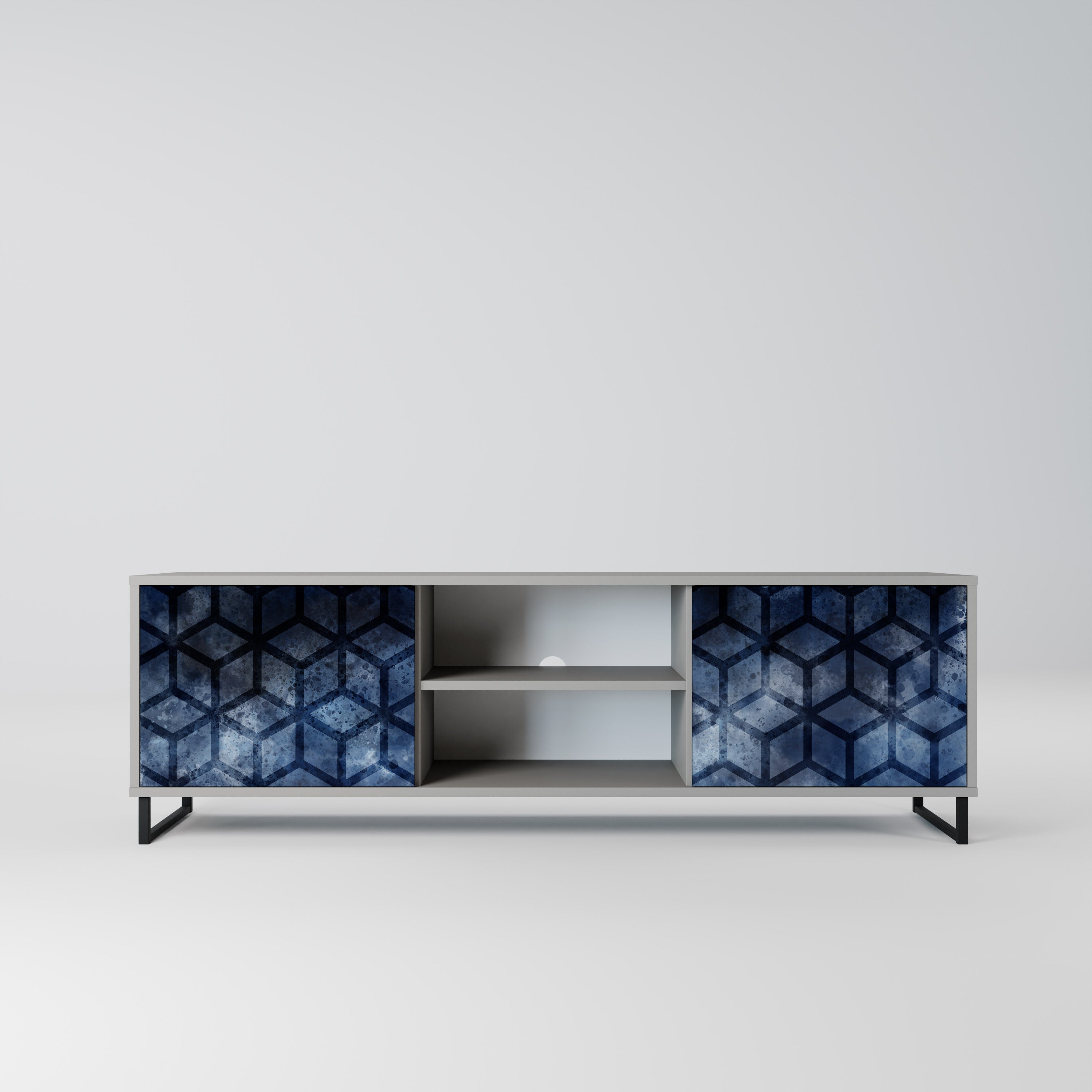 CUBIC MIST Móvel de TV com 2 Portas em Acabamento Cinzento