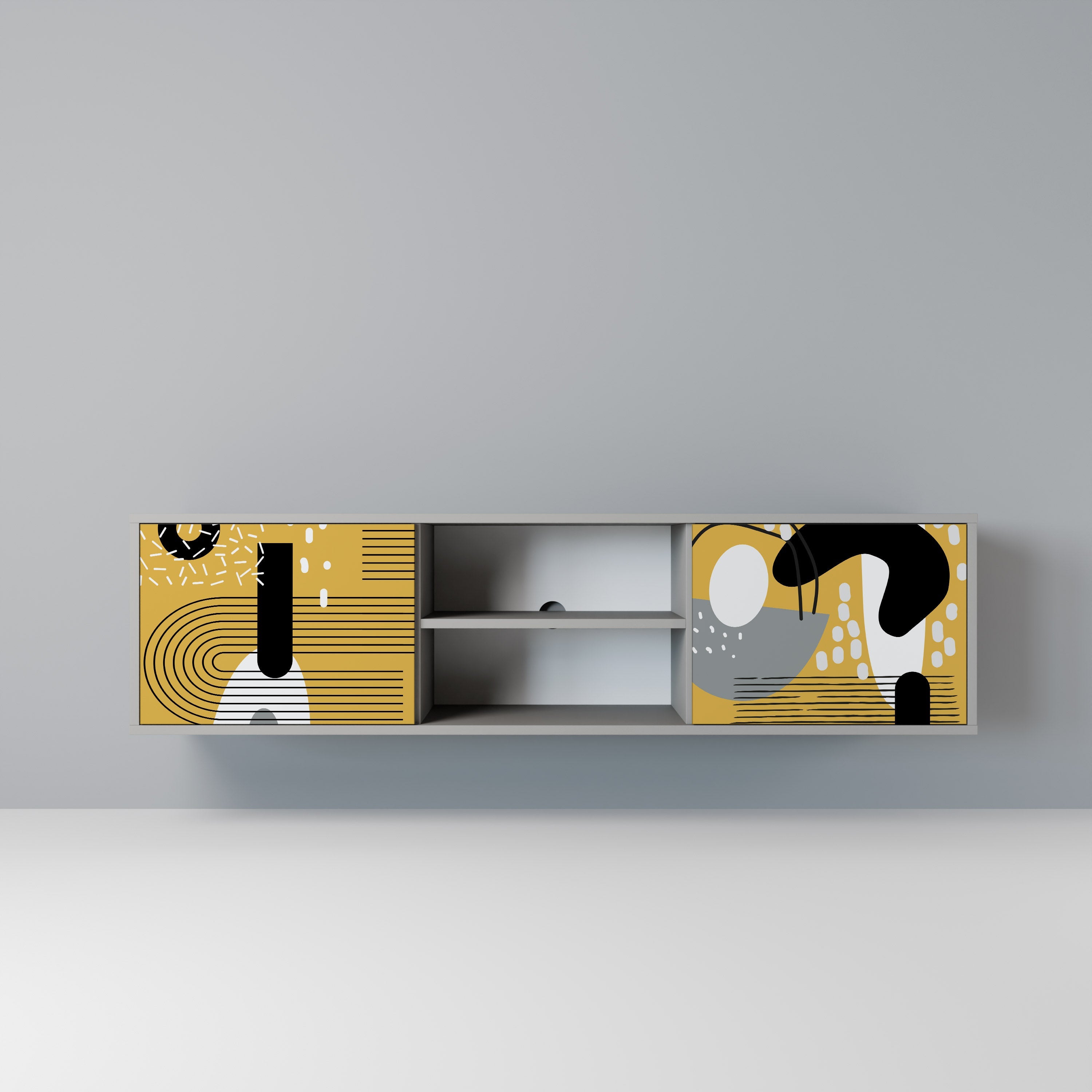 SHAPESHIFT SYMPHONY Móvel de TV com 2 Portas em Acabamento Cinzento