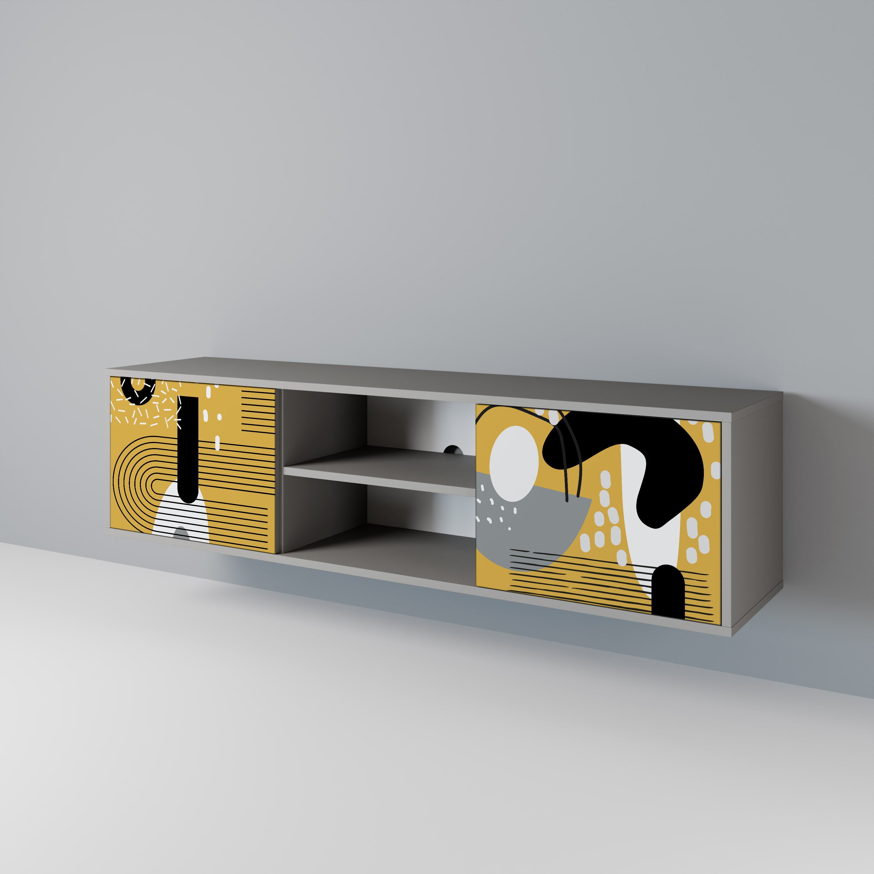 SHAPESHIFT SYMPHONY Móvel de TV com 2 Portas em Acabamento Cinzento