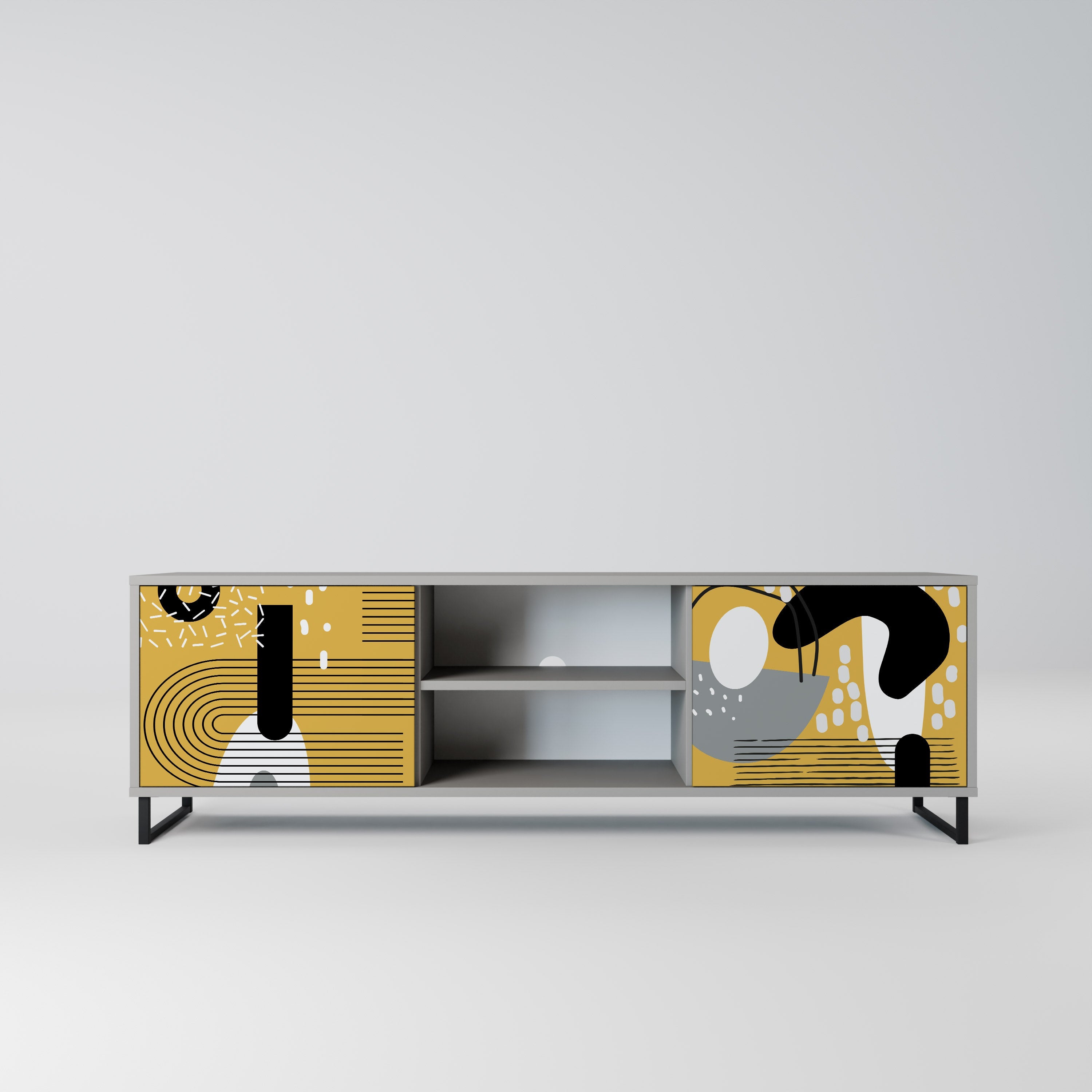 SHAPESHIFT SYMPHONY Móvel de TV com 2 Portas em Acabamento Cinzento