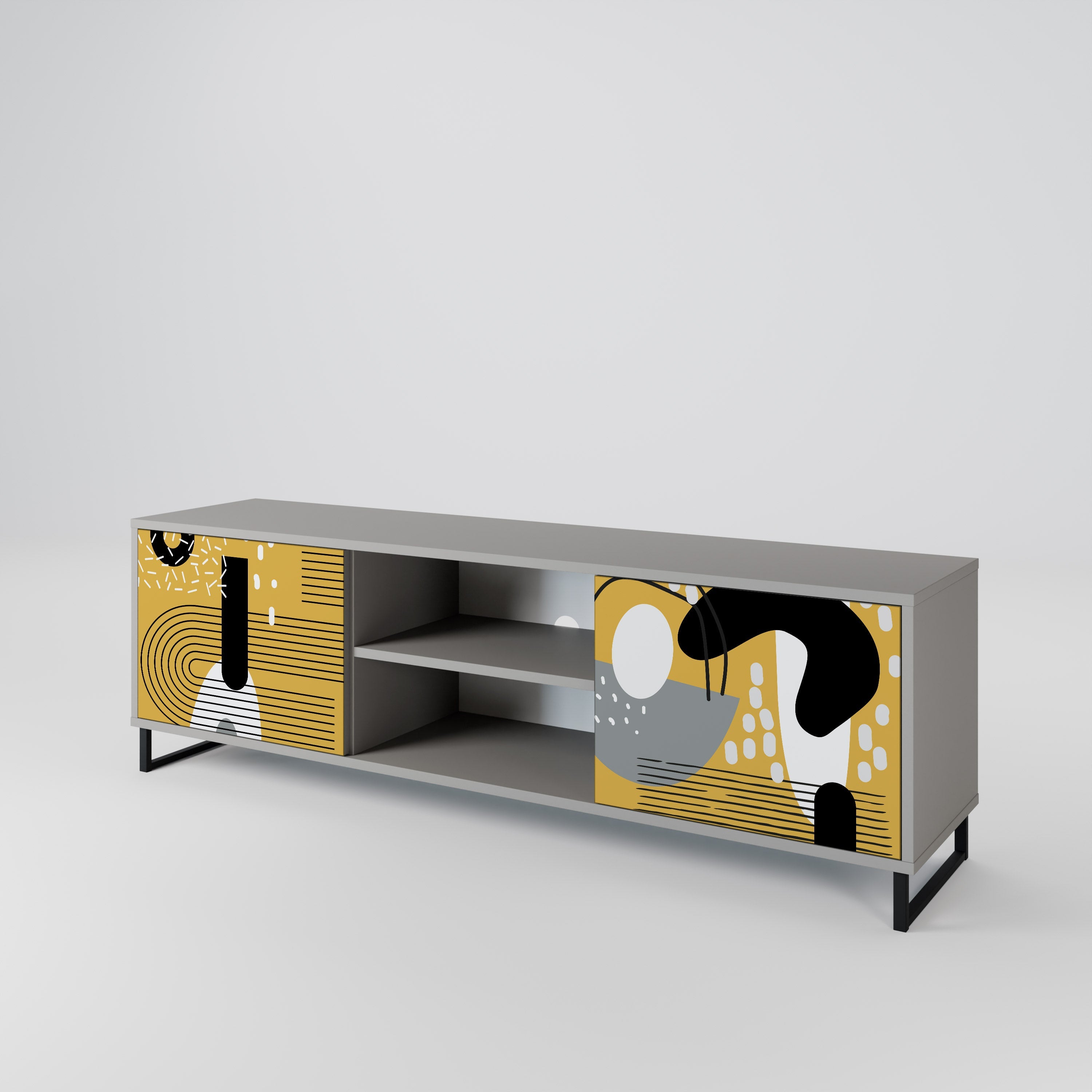 SHAPESHIFT SYMPHONY Móvel de TV com 2 Portas em Acabamento Cinzento