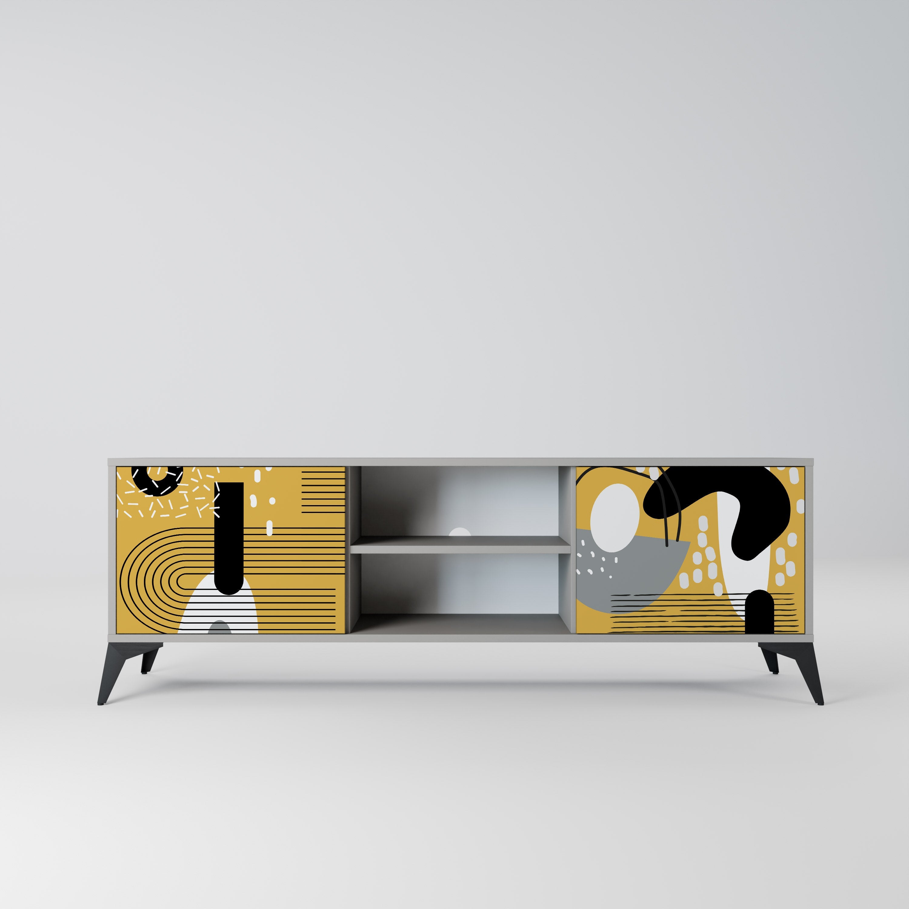 SHAPESHIFT SYMPHONY Móvel de TV com 2 Portas em Acabamento Cinzento