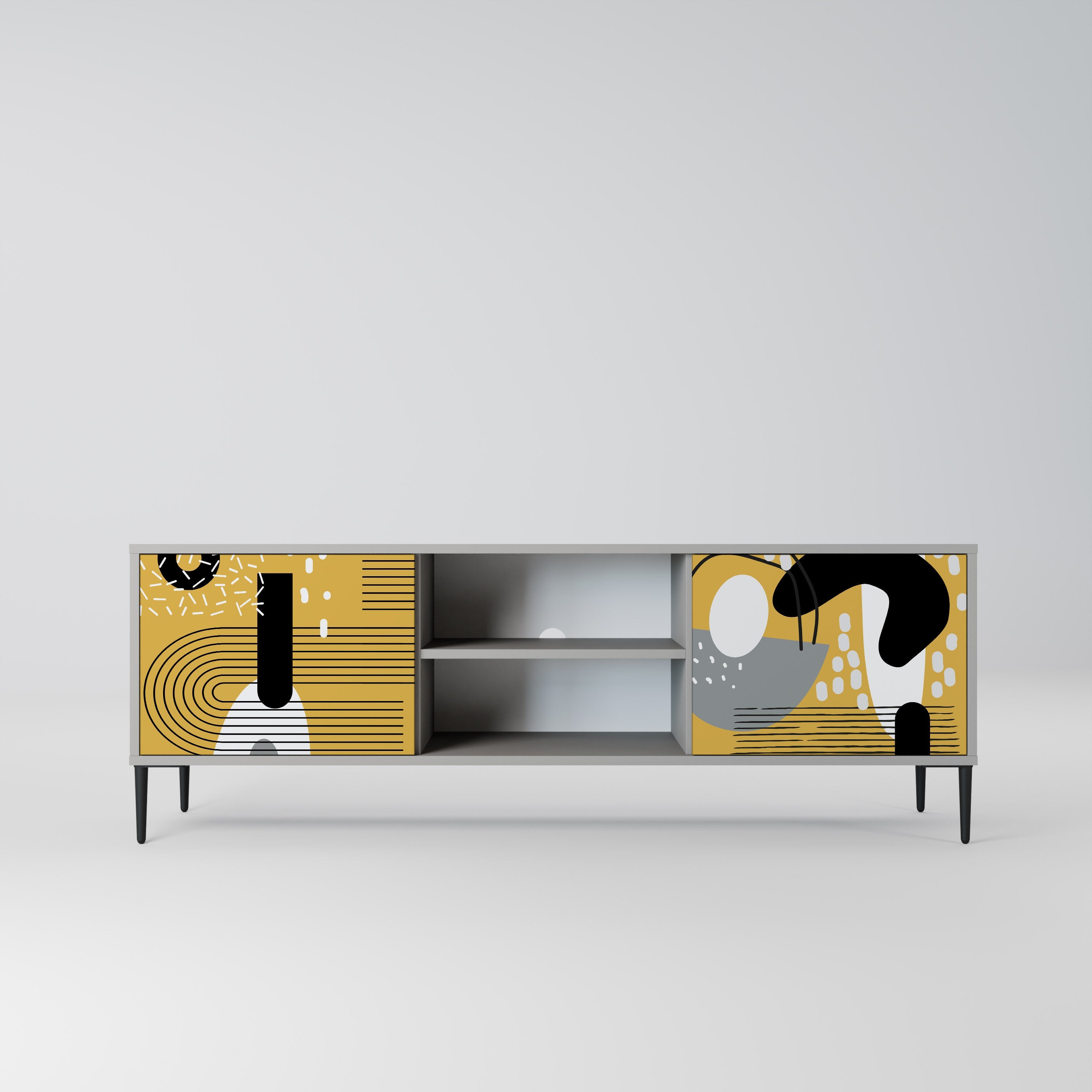 SHAPESHIFT SYMPHONY Móvel de TV com 2 Portas em Acabamento Cinzento