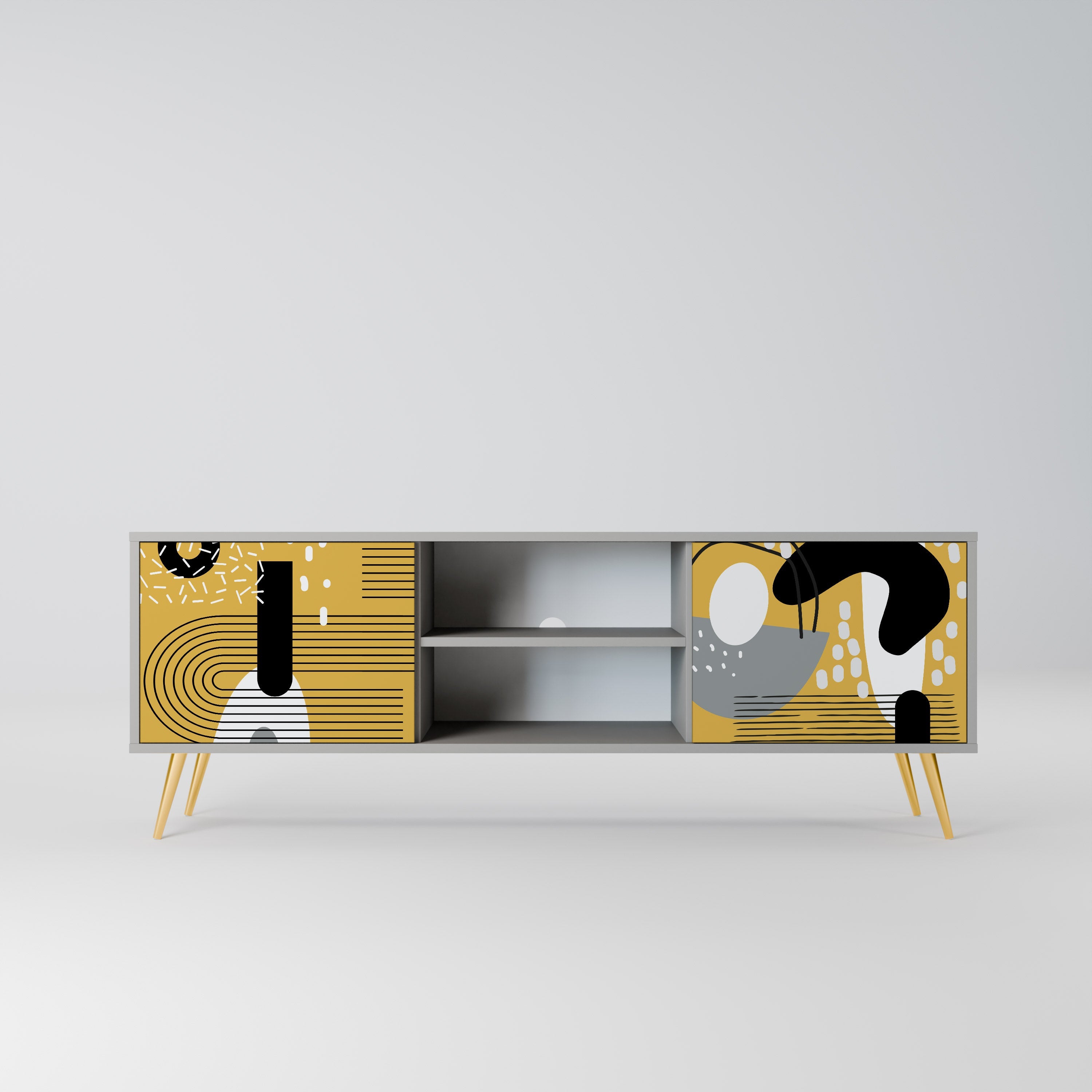 SHAPESHIFT SYMPHONY Móvel de TV com 2 Portas em Acabamento Cinzento