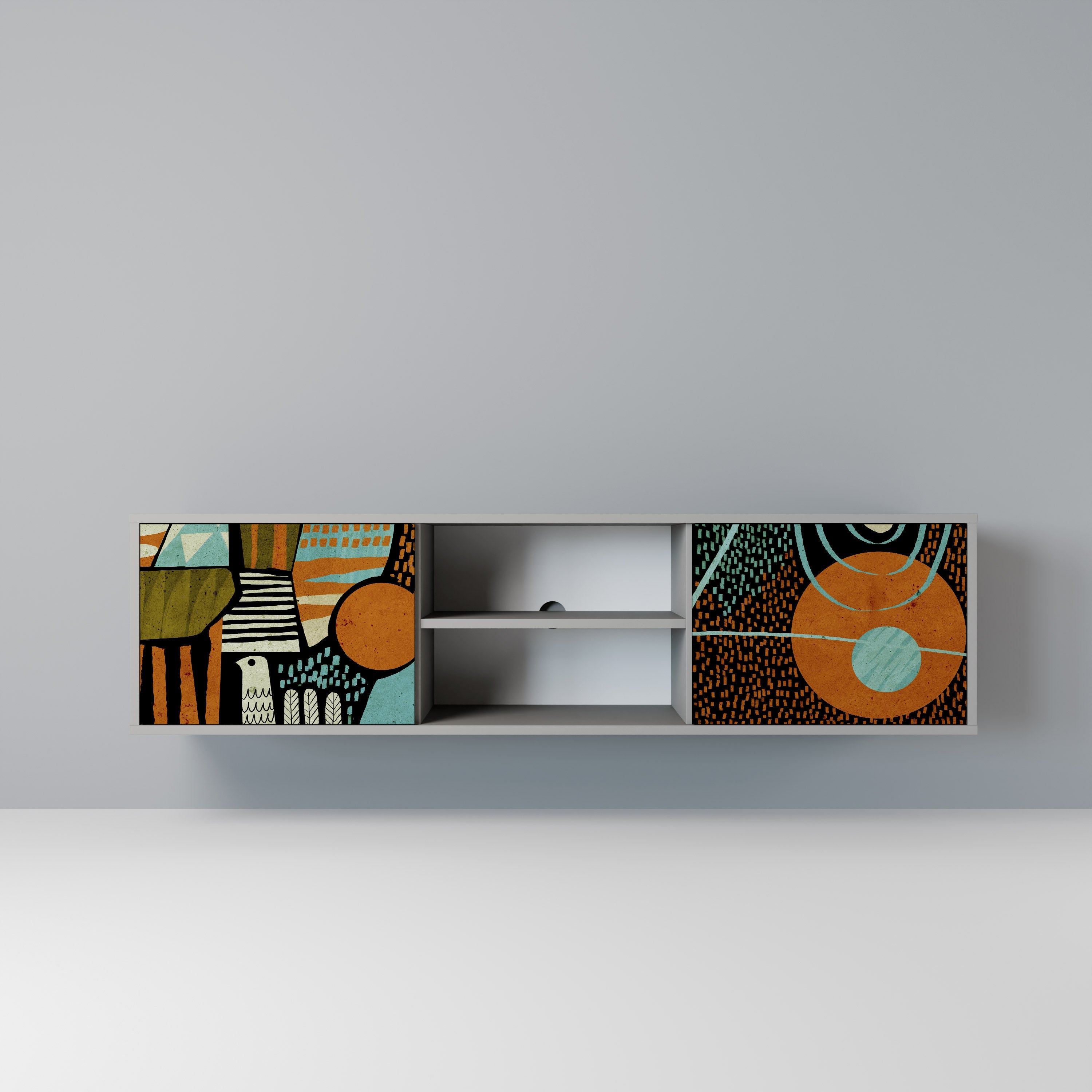 GEODE GLIMMER Móvel de TV com 2 Portas em Acabamento Cinzento