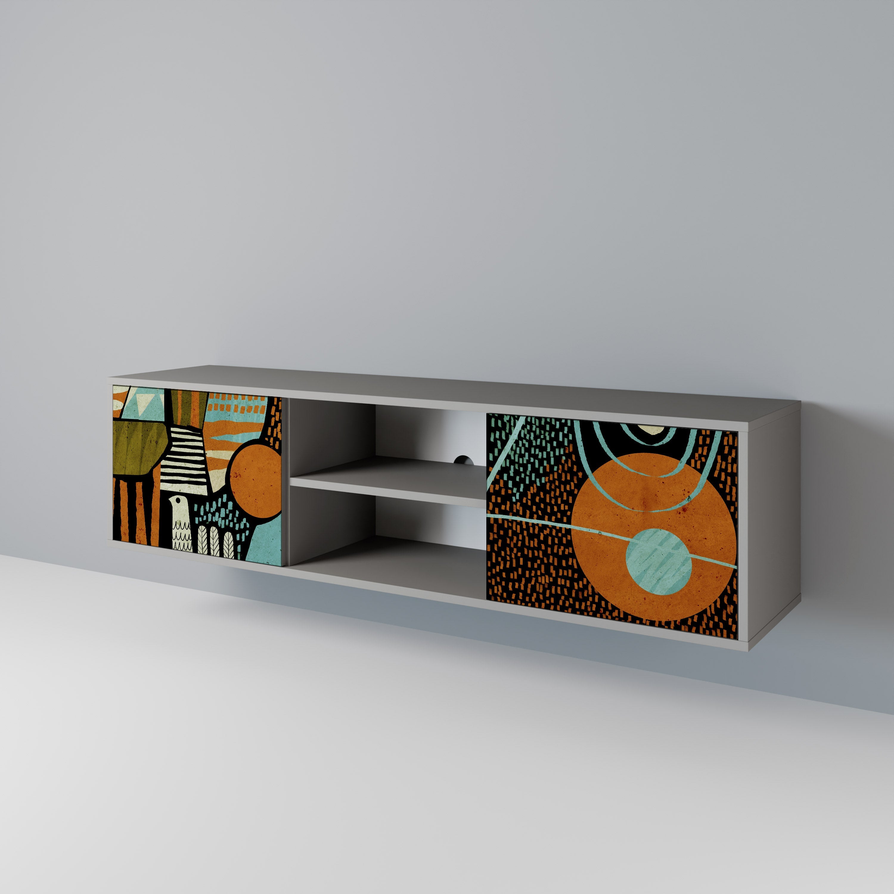 GEODE GLIMMER Móvel de TV com 2 Portas em Acabamento Cinzento