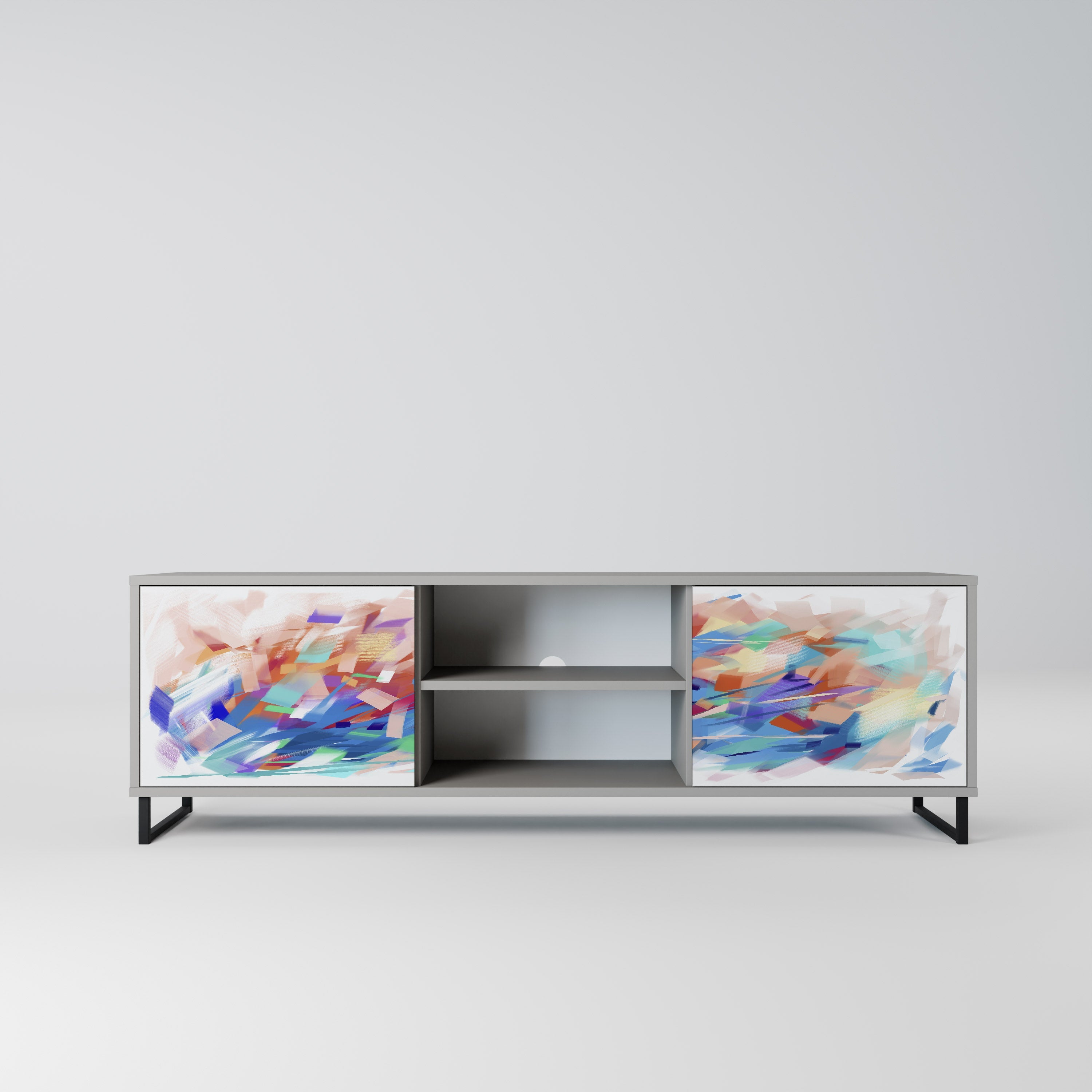 FINESSE MASH-UP Móvel de TV com 2 Portas em Acabamento Cinzento