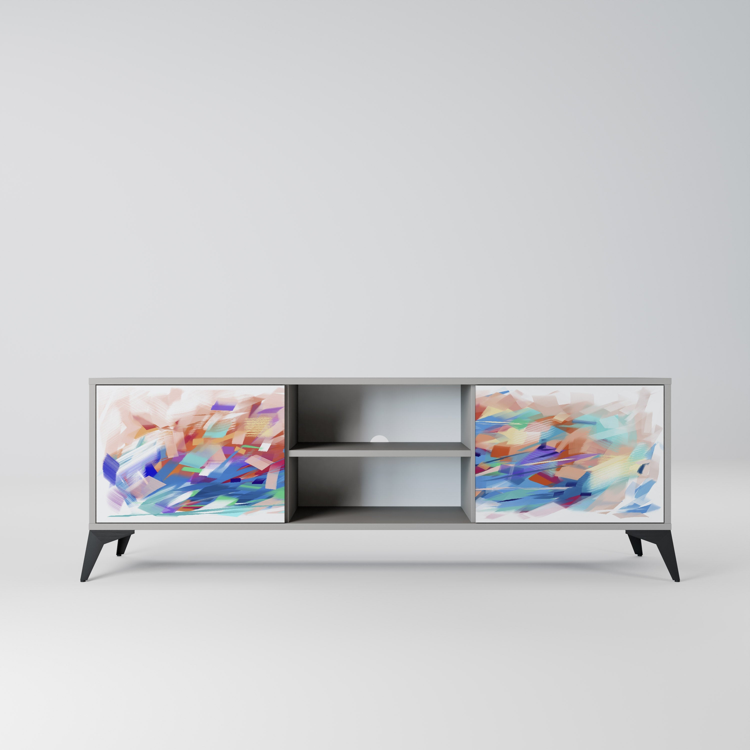 FINESSE MASH-UP Móvel de TV com 2 Portas em Acabamento Cinzento