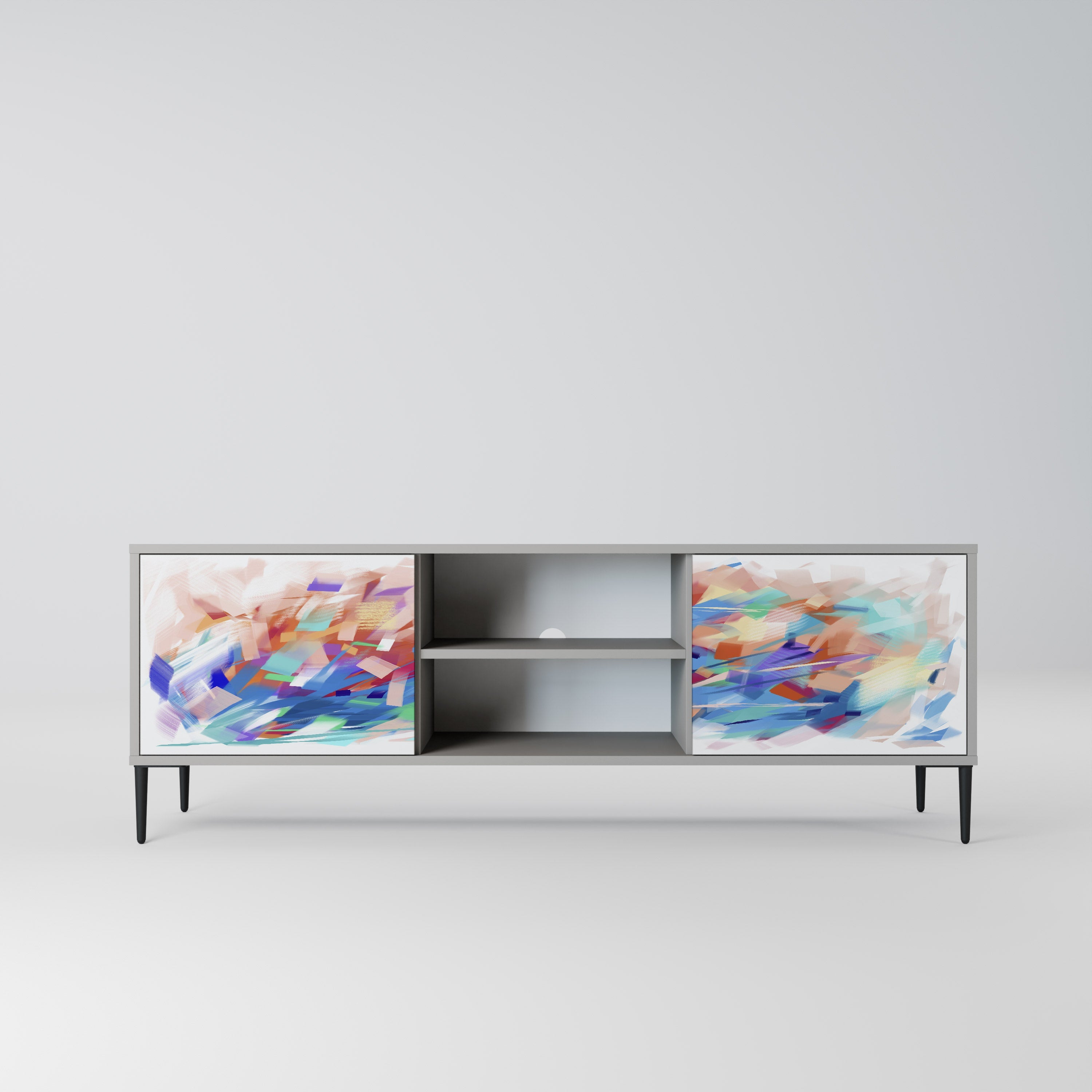 FINESSE MASH-UP Móvel de TV com 2 Portas em Acabamento Cinzento