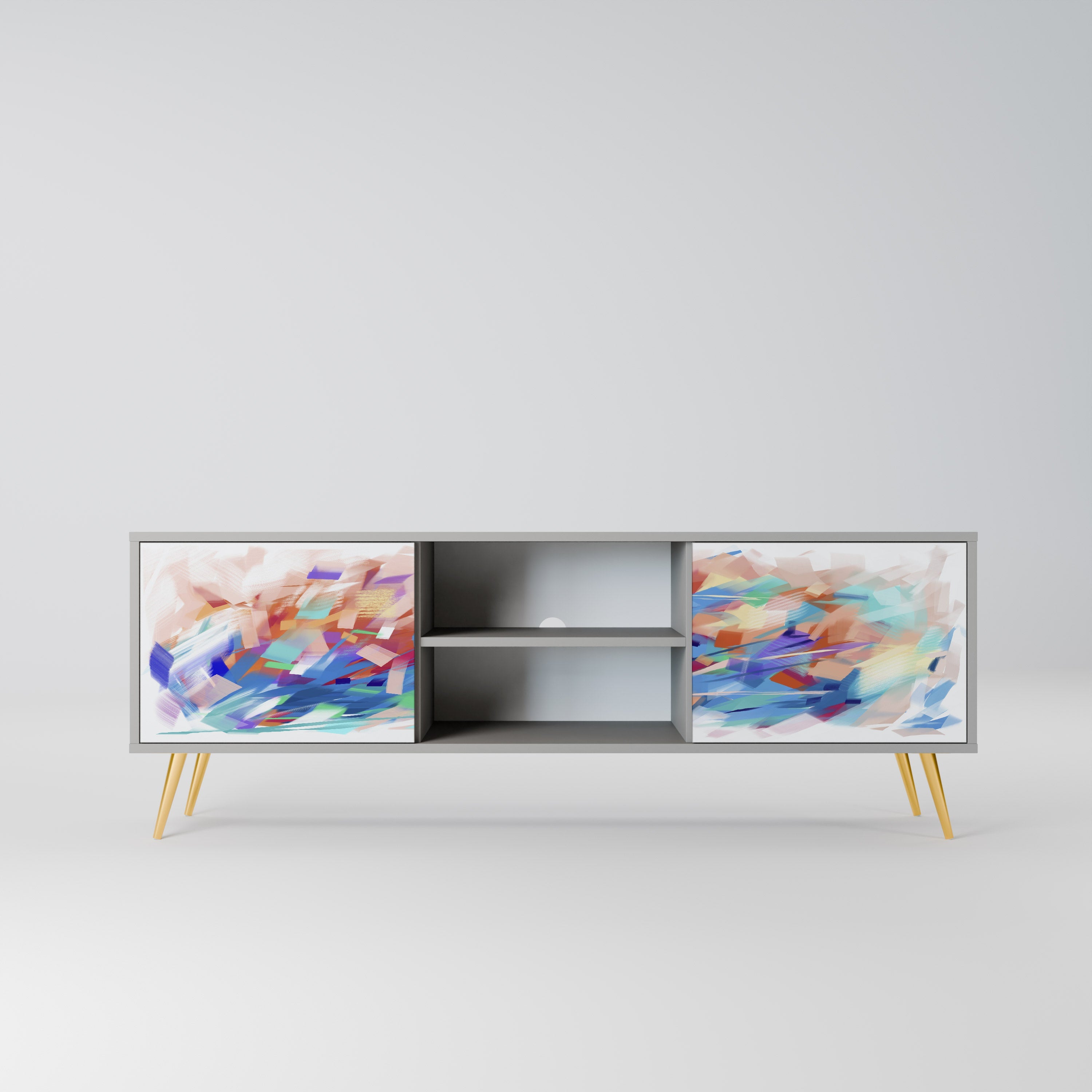 FINESSE MASH-UP Móvel de TV com 2 Portas em Acabamento Cinzento