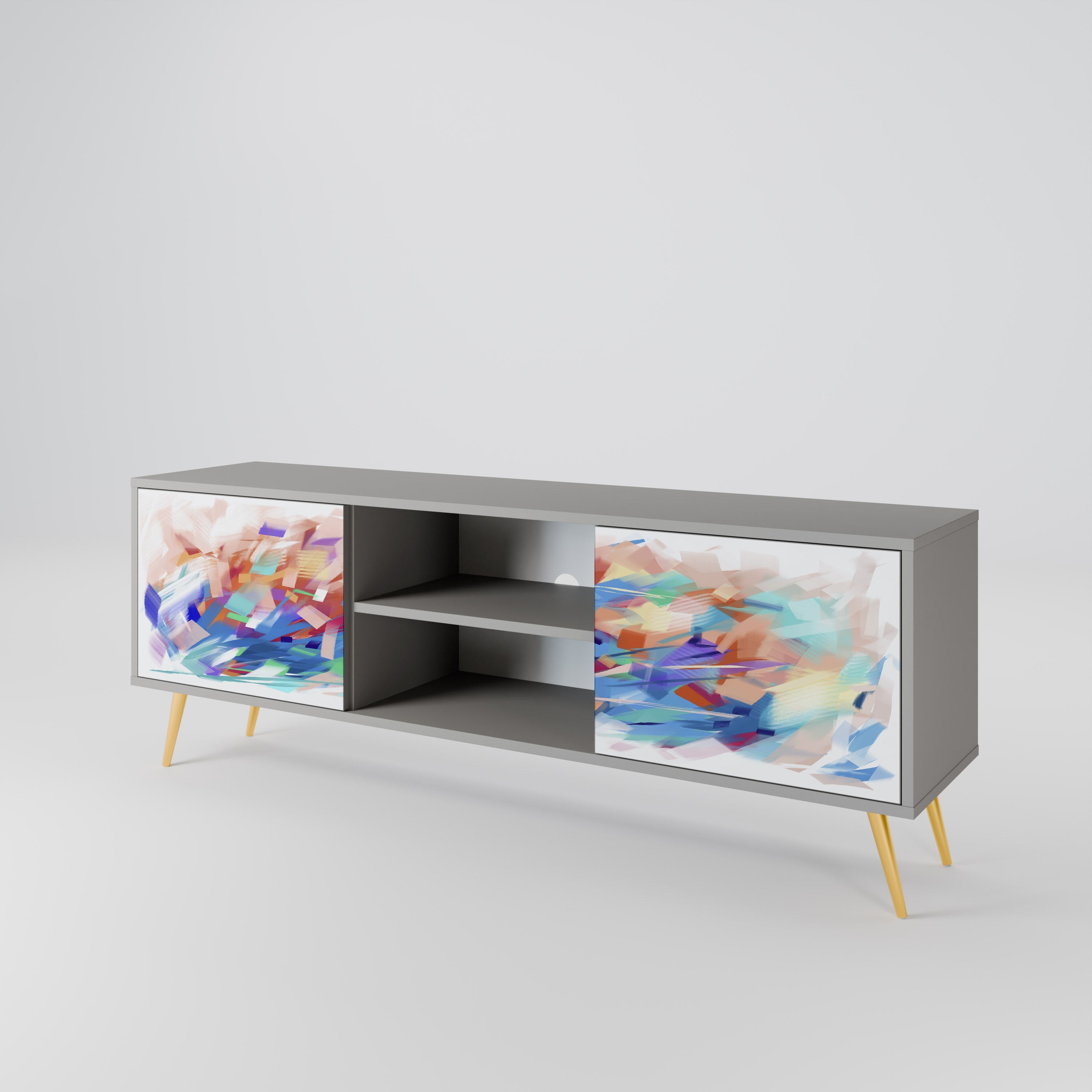 FINESSE MASH-UP Móvel de TV com 2 Portas em Acabamento Cinzento