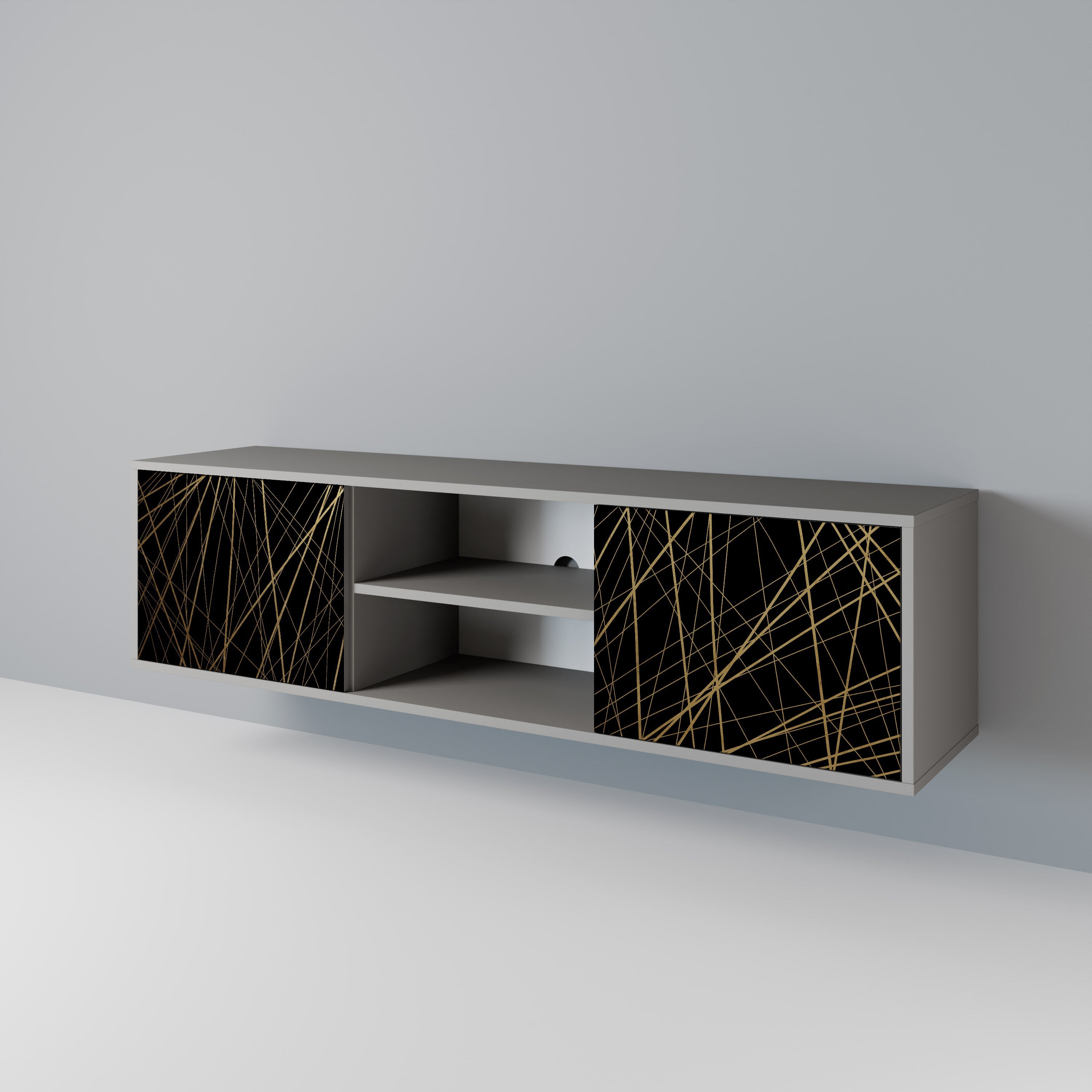 BRIGHT MESH Móvel de TV com 2 Portas em Acabamento Cinzento