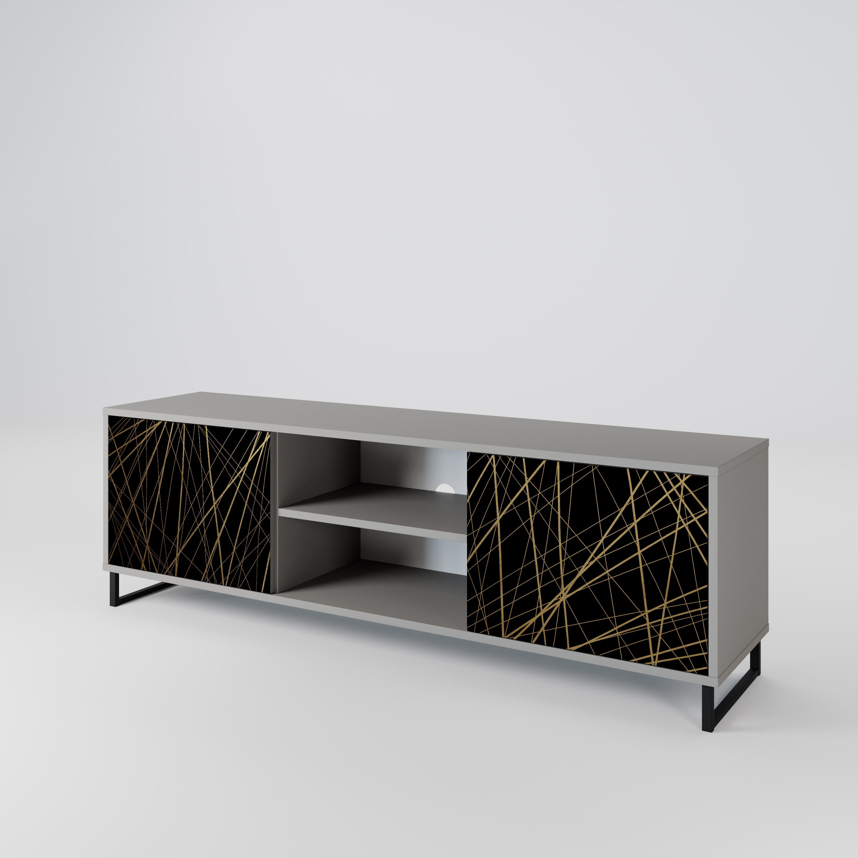 BRIGHT MESH Móvel de TV com 2 Portas em Acabamento Cinzento