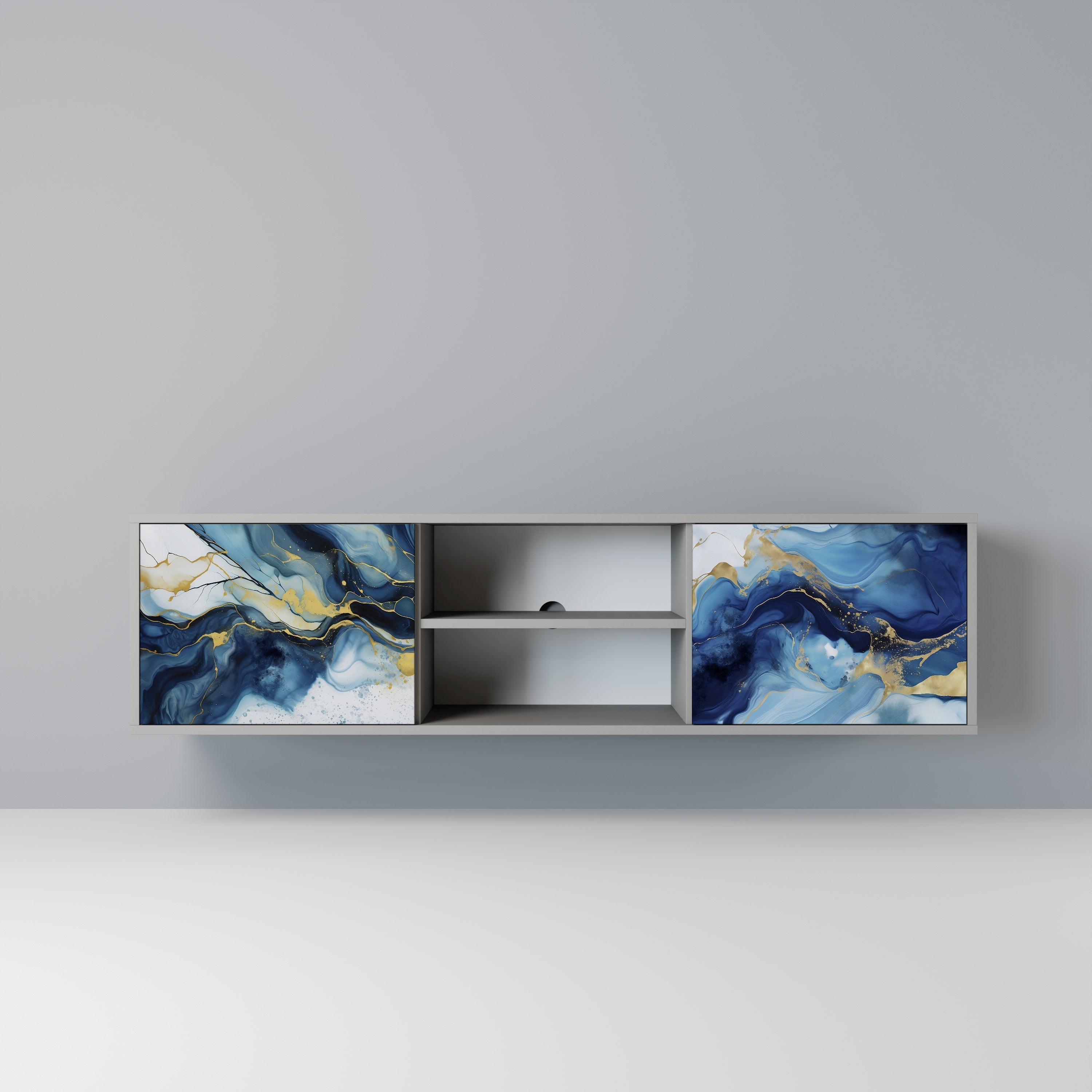 INKY MARBLE Móvel de TV com 2 Portas em Acabamento Cinzento