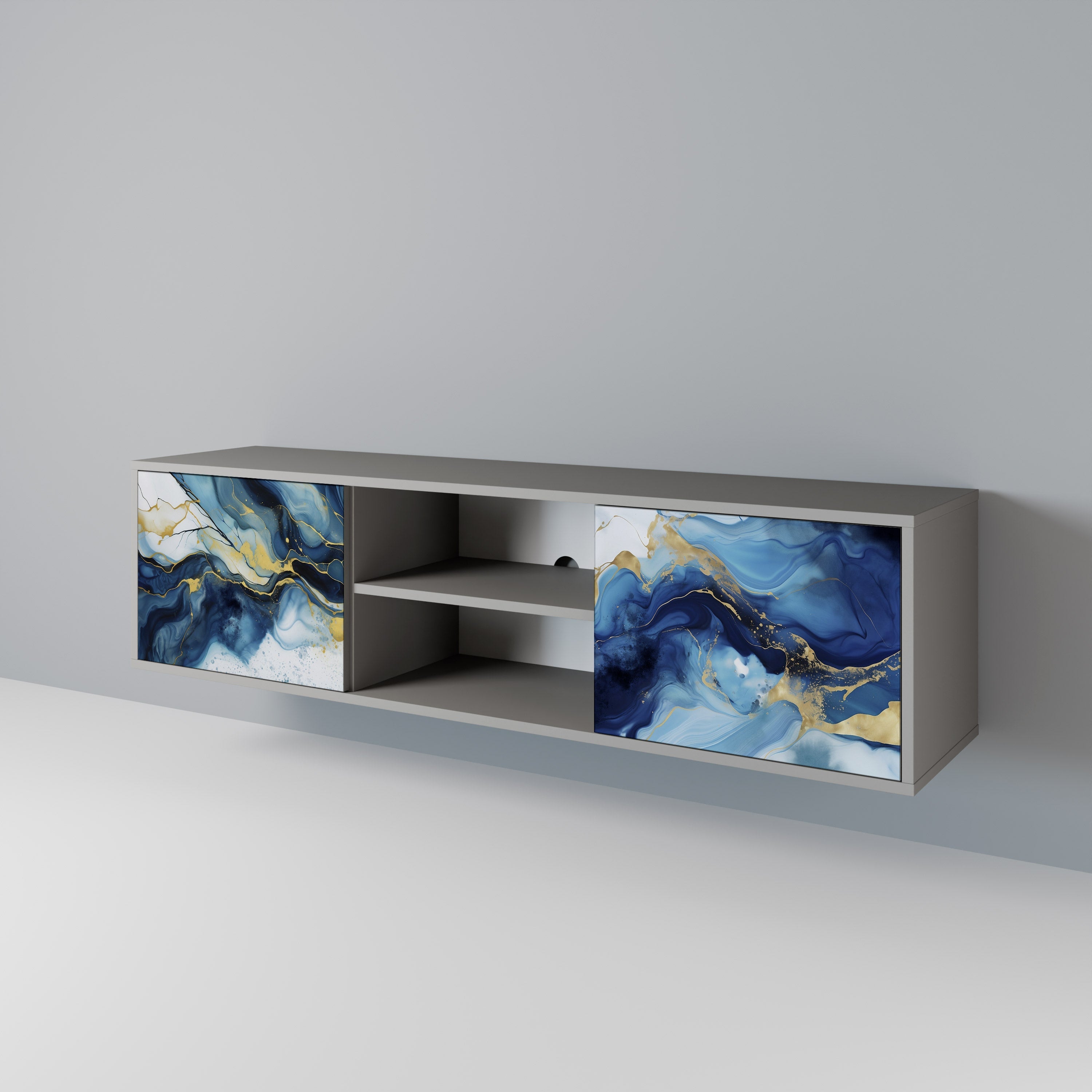 INKY MARBLE Móvel de TV com 2 Portas em Acabamento Cinzento