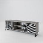ILLUSIONARY LATTICE 2-Door TV Stand in Grey Finish