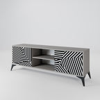 ILLUSIONARY LATTICE 2-Door TV Stand in Grey Finish