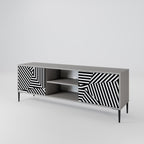 ILLUSIONARY LATTICE 2-Door TV Stand in Grey Finish