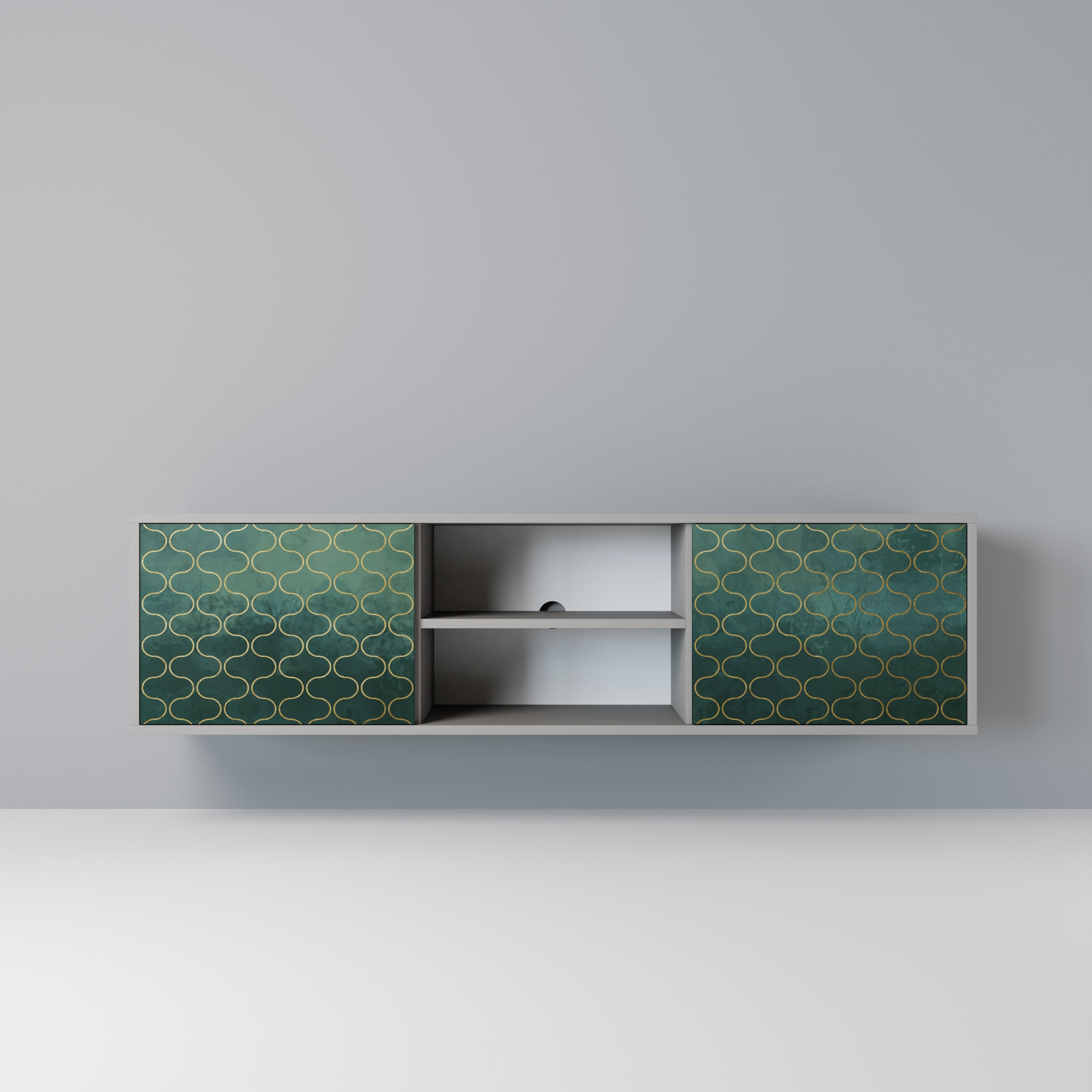 TESSELATED GREENERY Móvel de TV com 2 Portas em Acabamento Cinzento