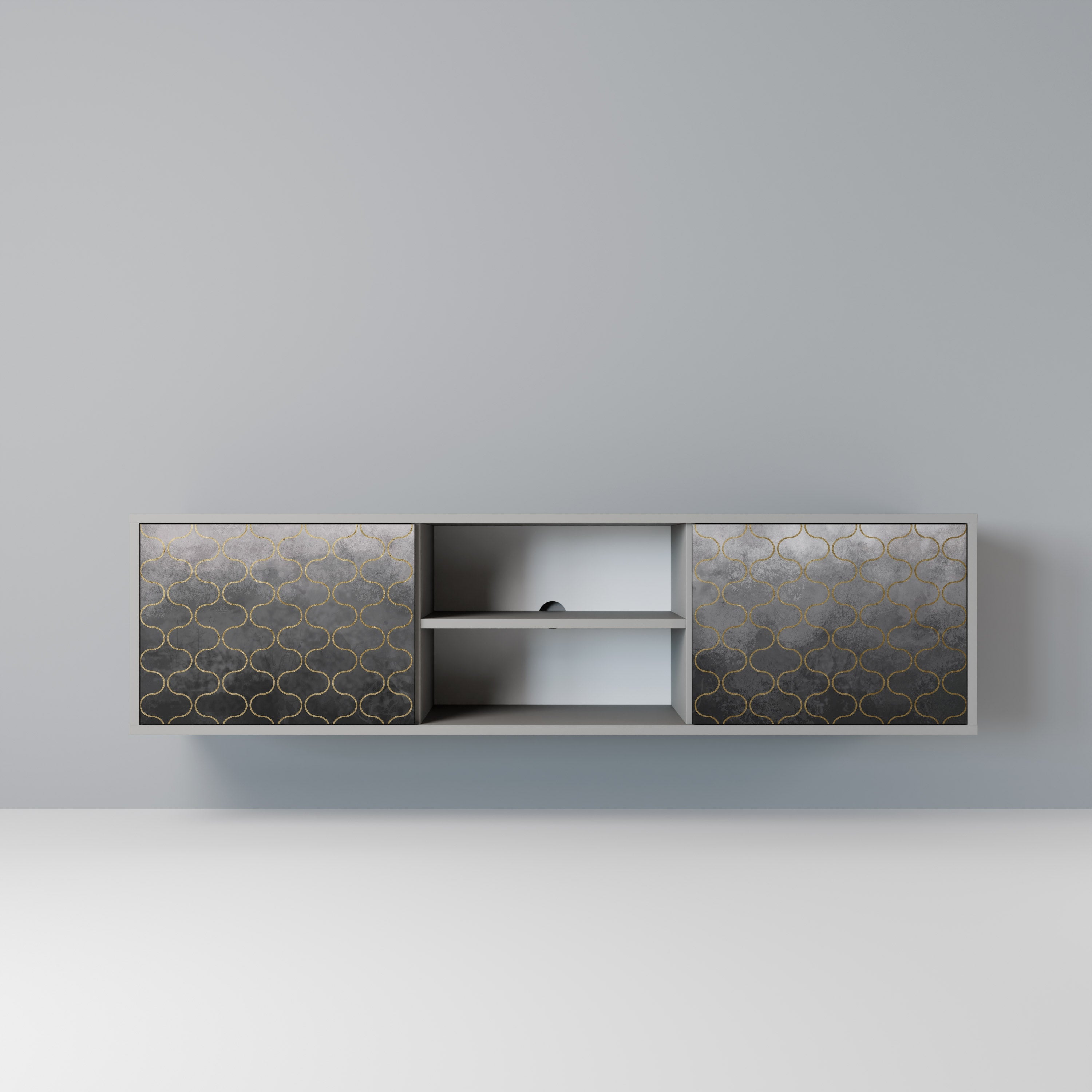 TESSELATED GRAYISH Móvel de TV com 2 Portas em Acabamento Cinzento