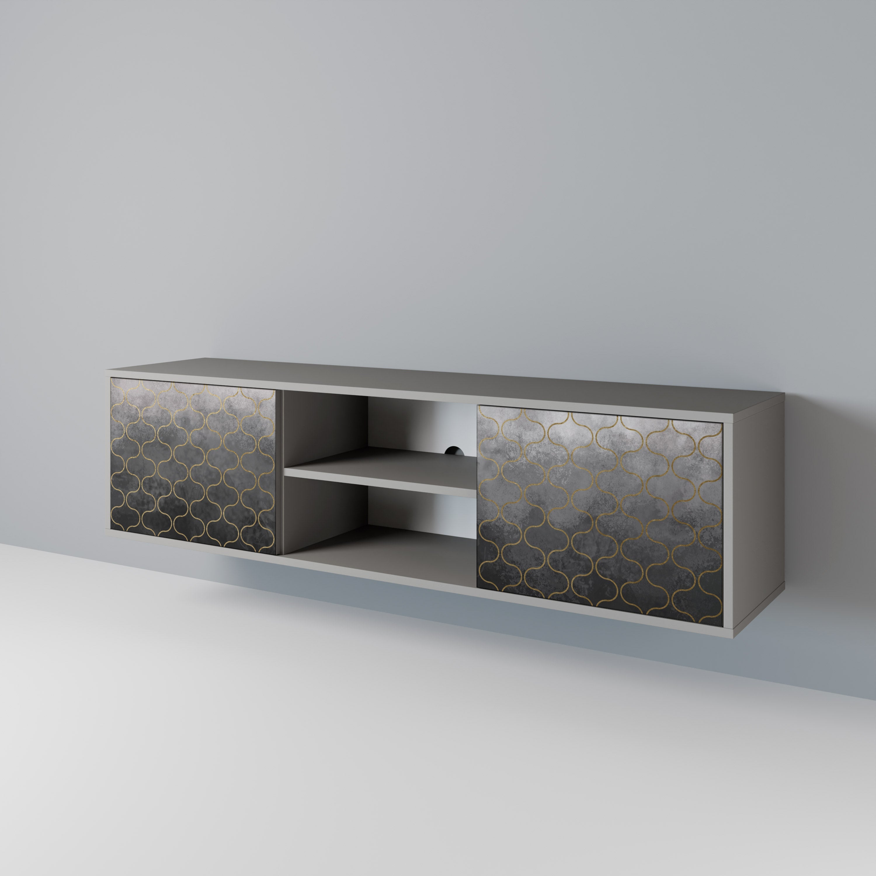 TESSELATED GRAYISH Móvel de TV com 2 Portas em Acabamento Cinzento