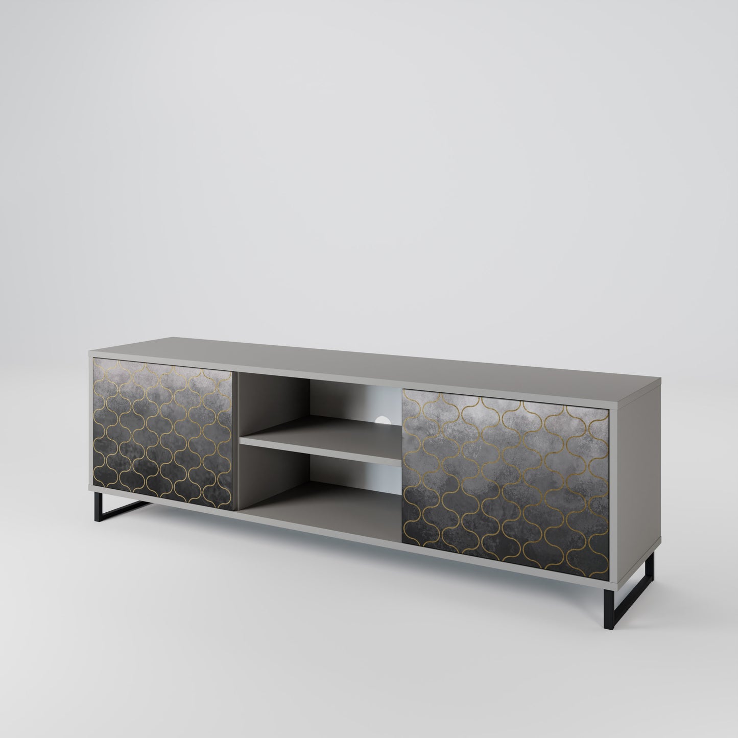 TESSELATED GRAYISH 2-Door TV Cabinet