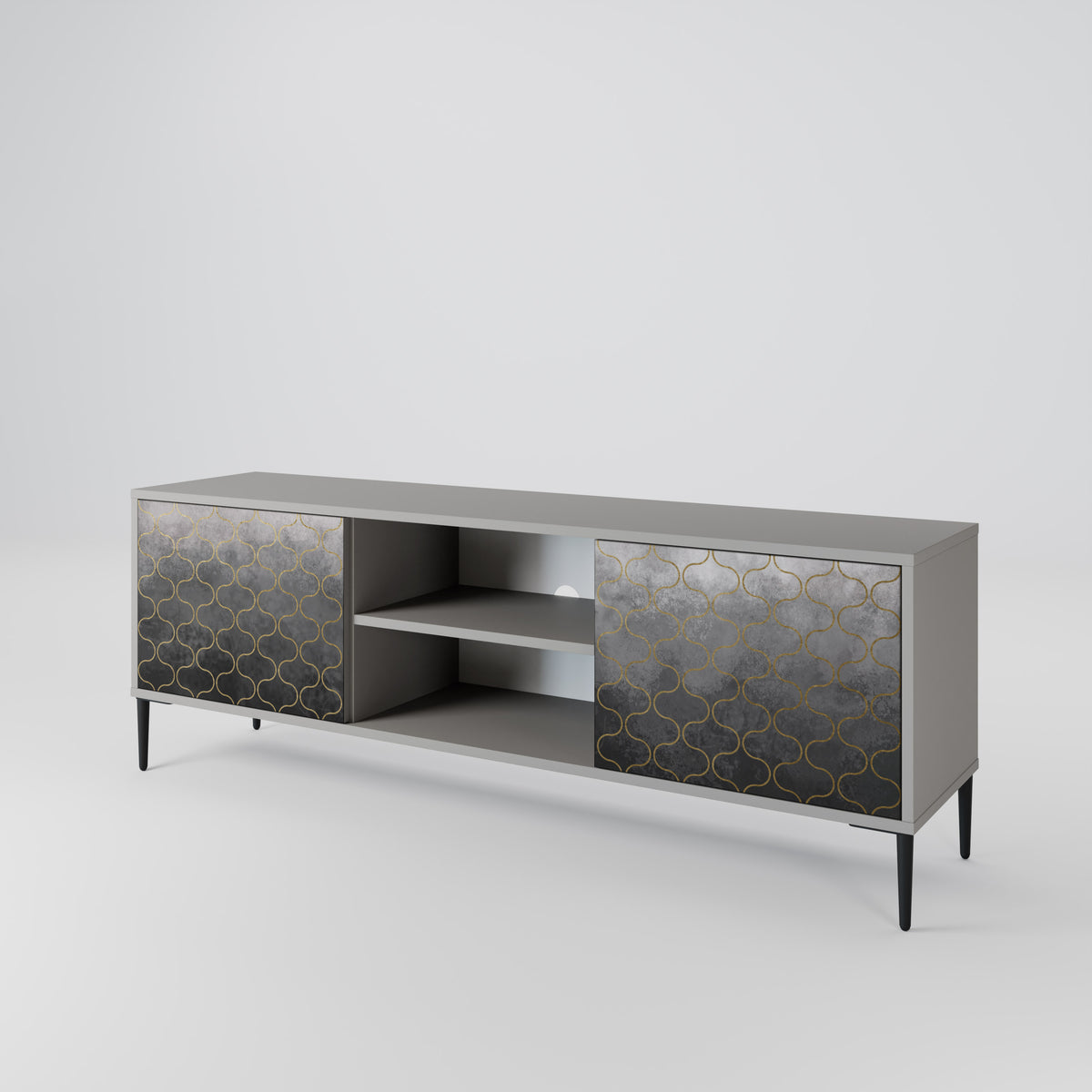 TESSELATED GRAYISH 2-Door TV Cabinet