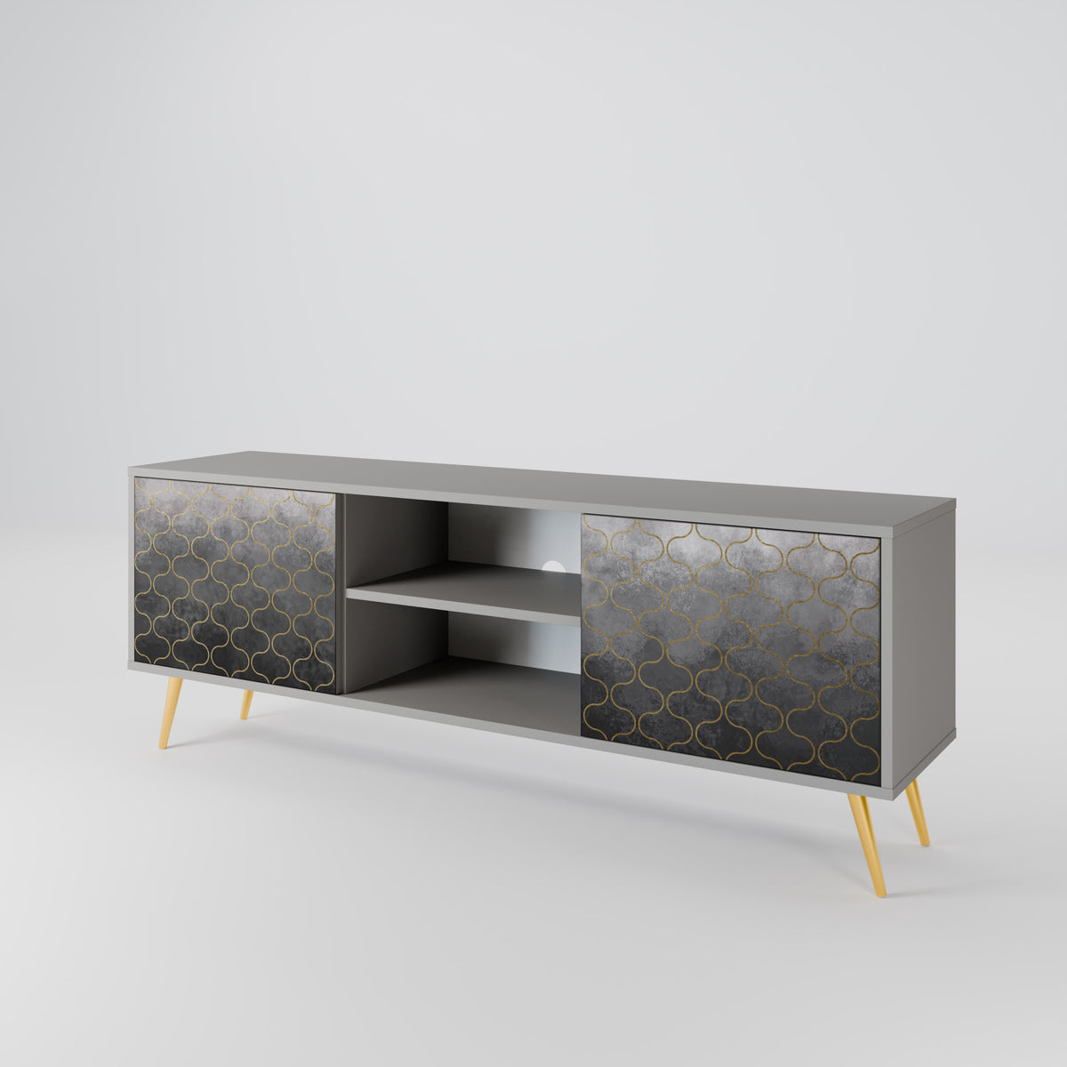 TESSELATED GRAYISH 2-Door TV Cabinet