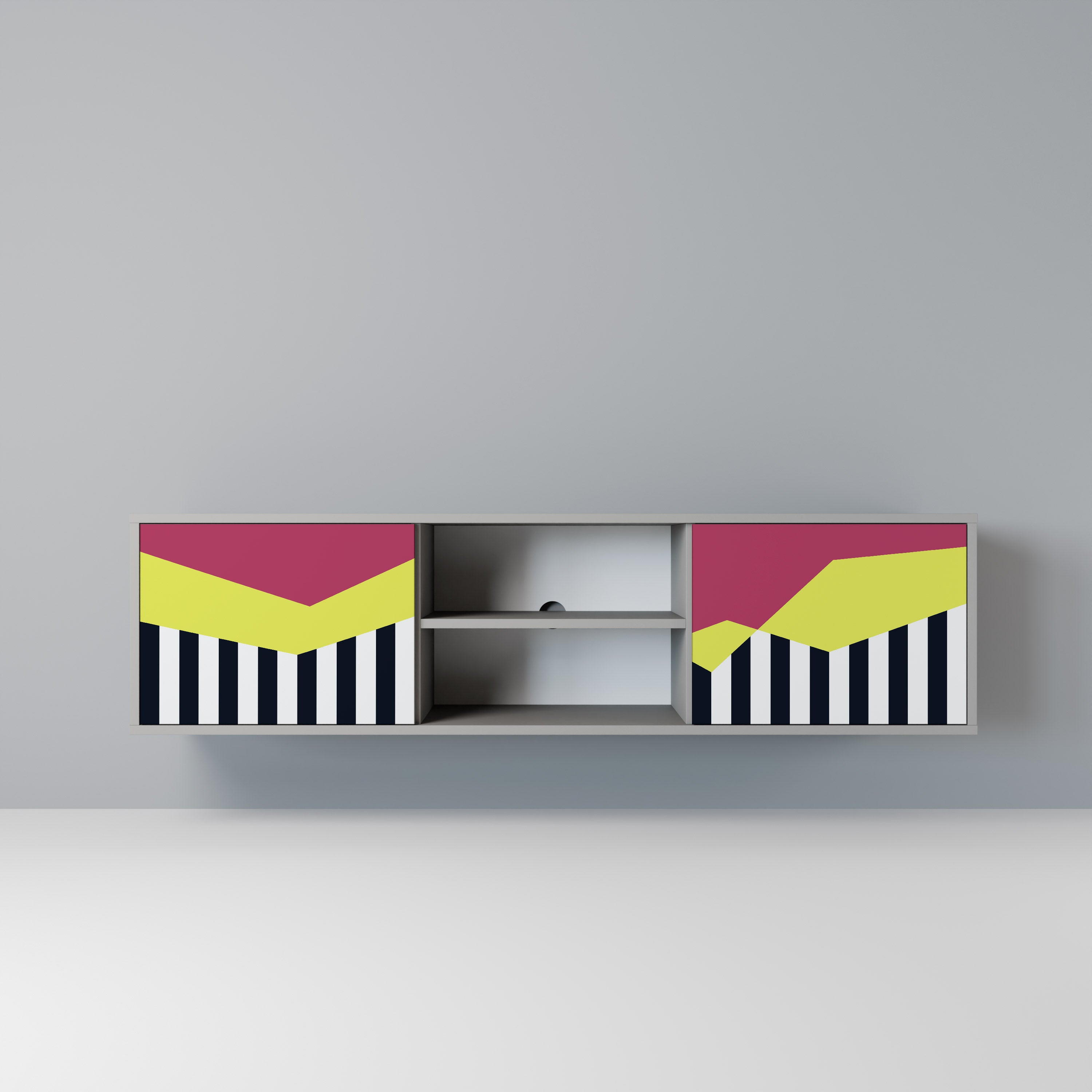 PIANO FANTASY Móvel de TV com 2 Portas em Acabamento Cinzento