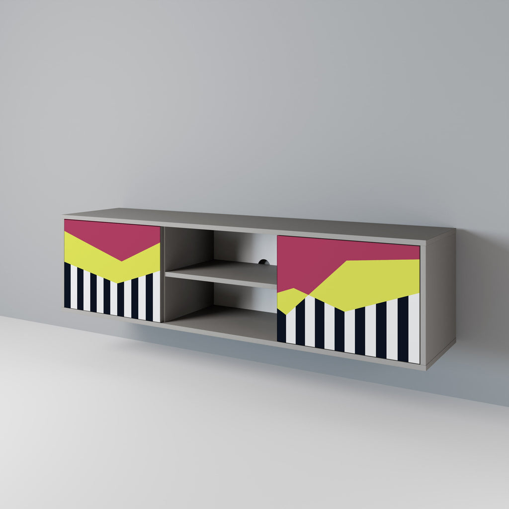 PIANO FANTASY Móvel de TV com 2 Portas em Acabamento Cinzento