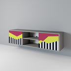 PIANO FANTASY Móvel de TV com 2 Portas em Acabamento Cinzento