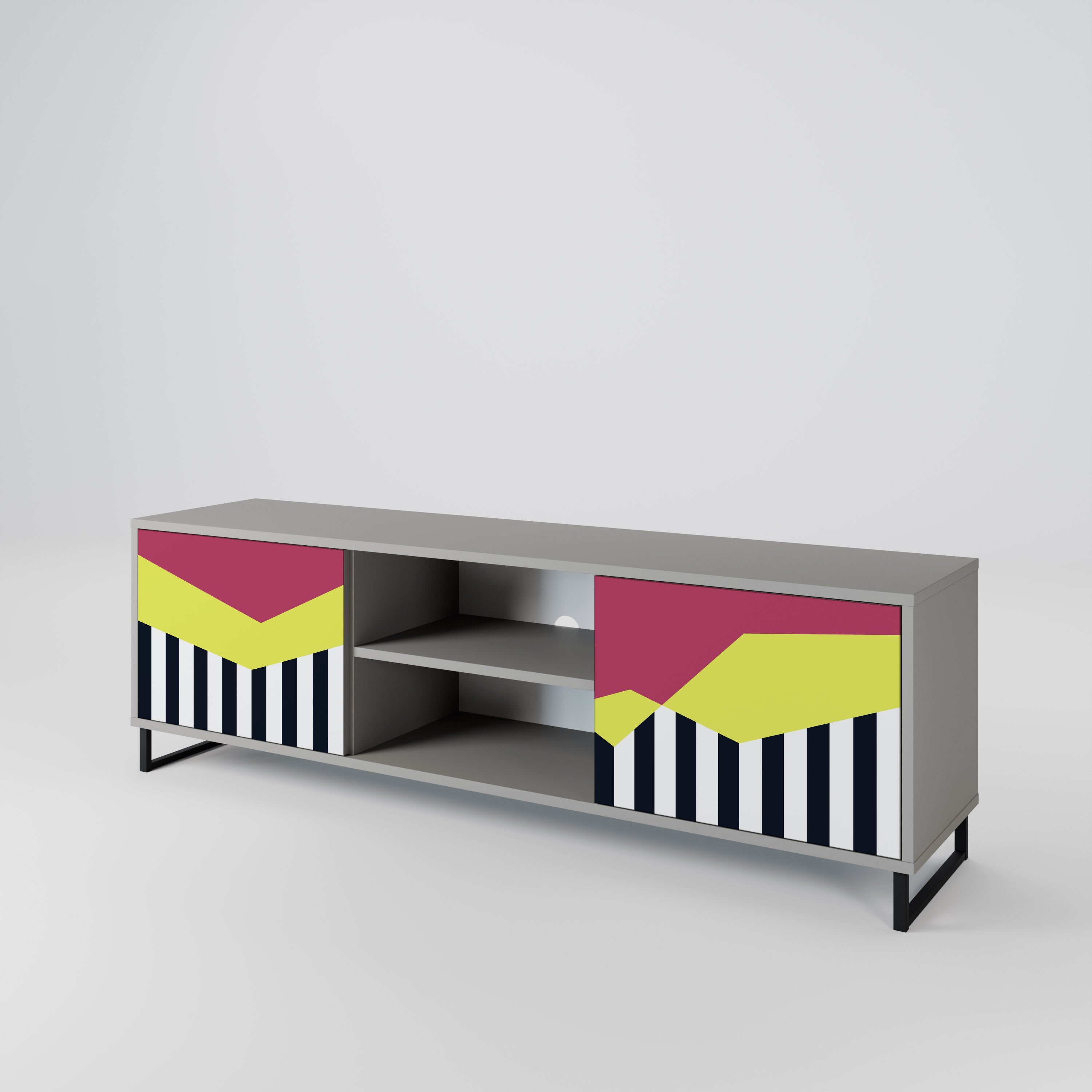 PIANO FANTASY Móvel de TV com 2 Portas em Acabamento Cinzento