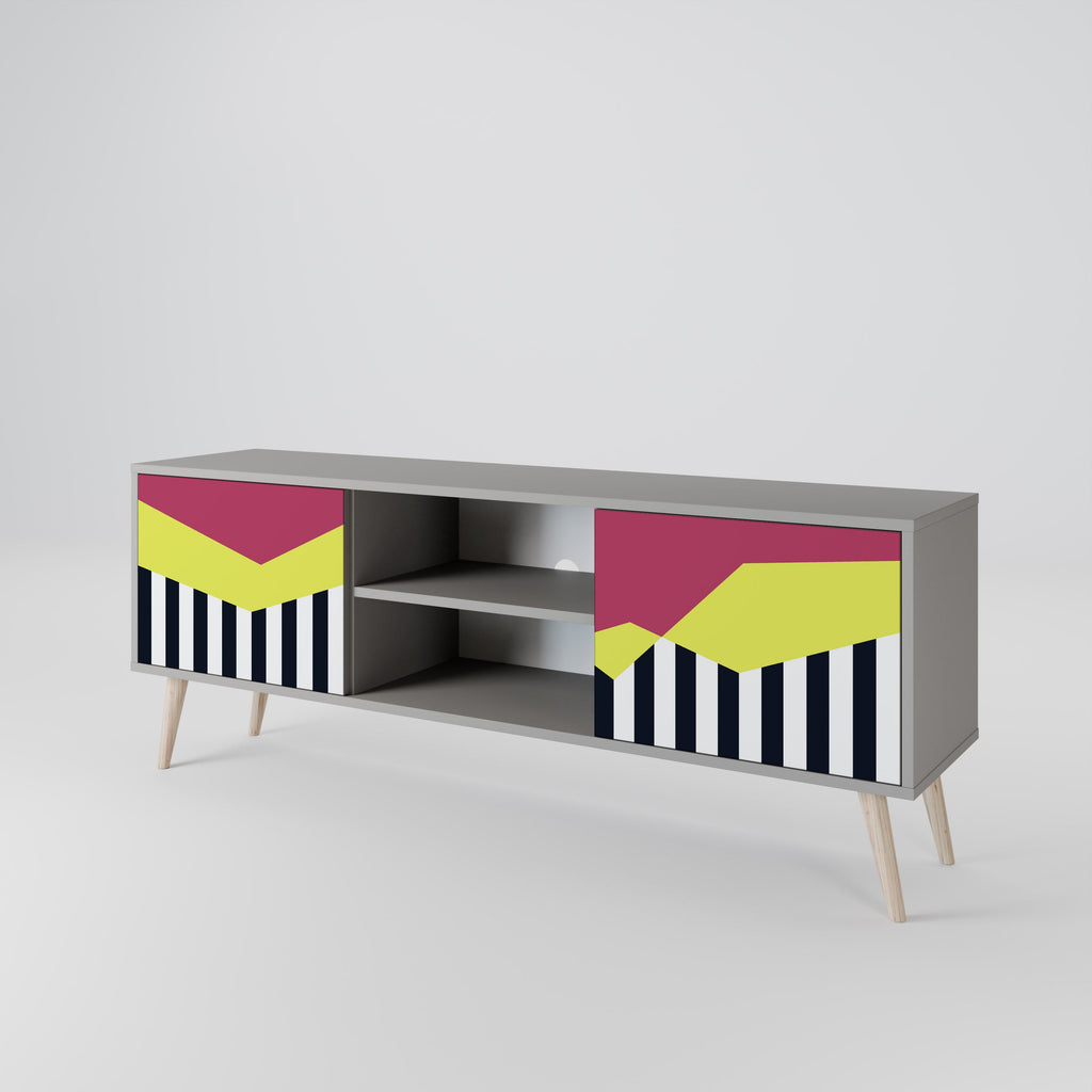 PIANO FANTASY Móvel de TV com 2 Portas em Acabamento Cinzento