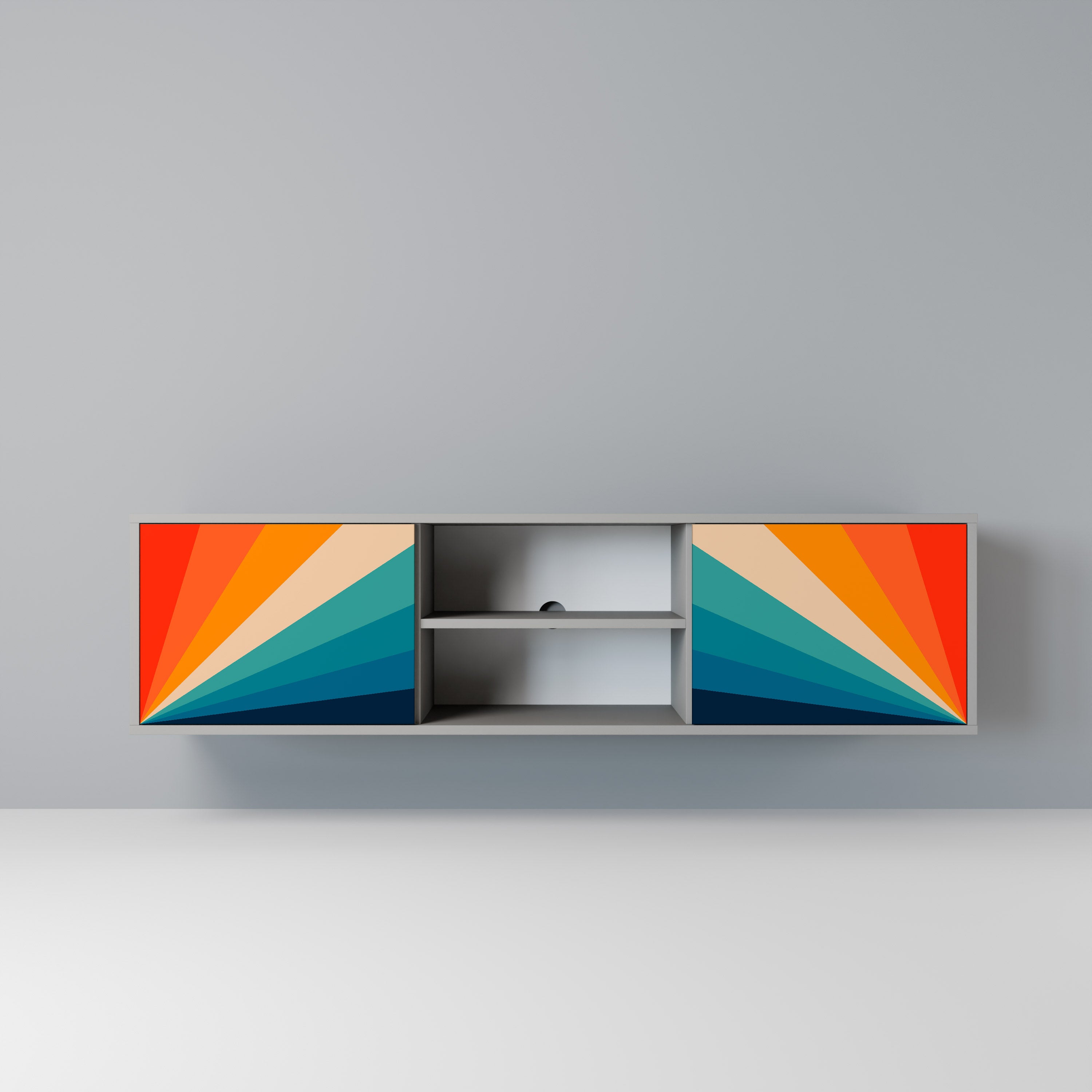 PRISM CONCUSSION Móvel de TV com 2 Portas em Acabamento Cinzento