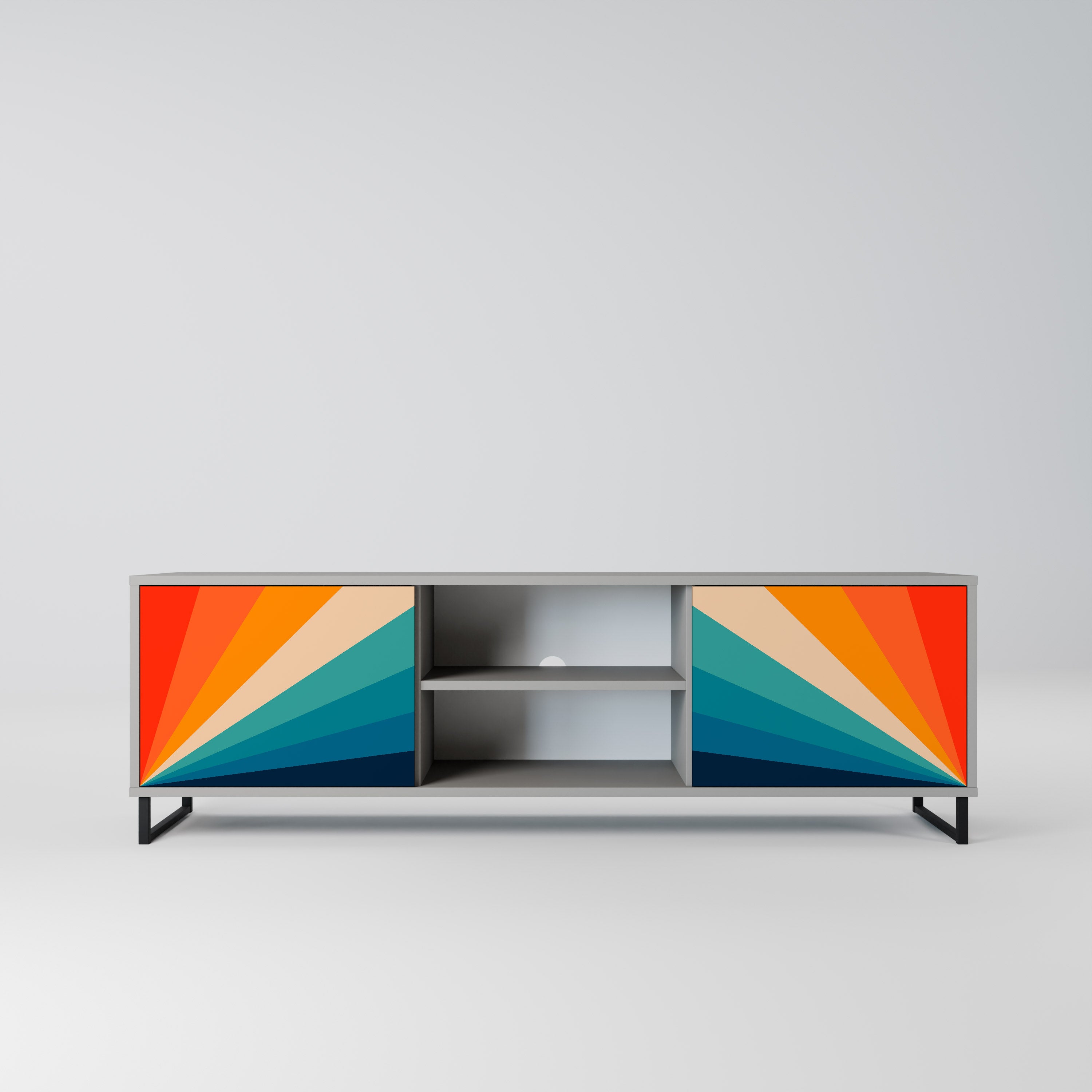 PRISM CONCUSSION Móvel de TV com 2 Portas em Acabamento Cinzento