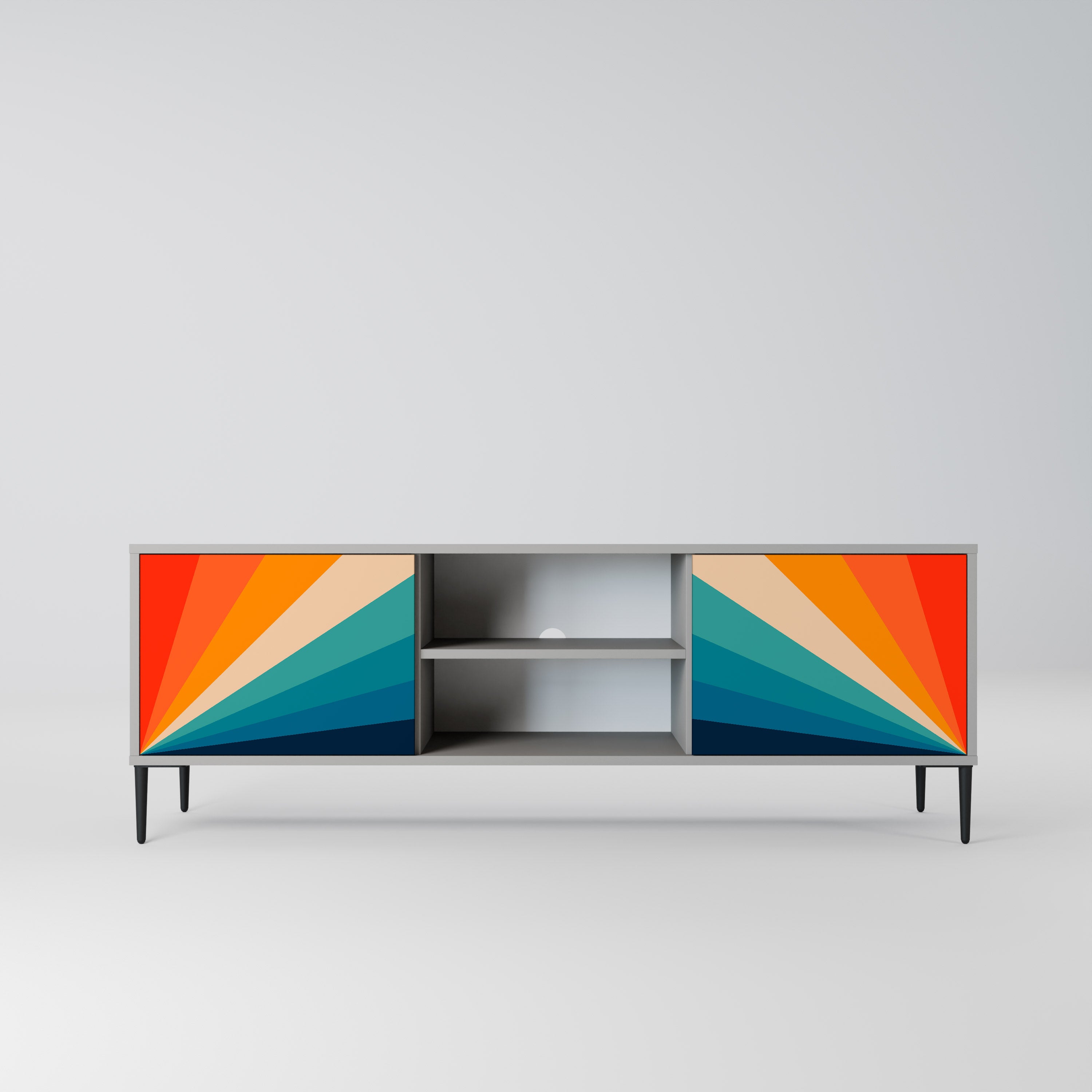 PRISM CONCUSSION Móvel de TV com 2 Portas em Acabamento Cinzento