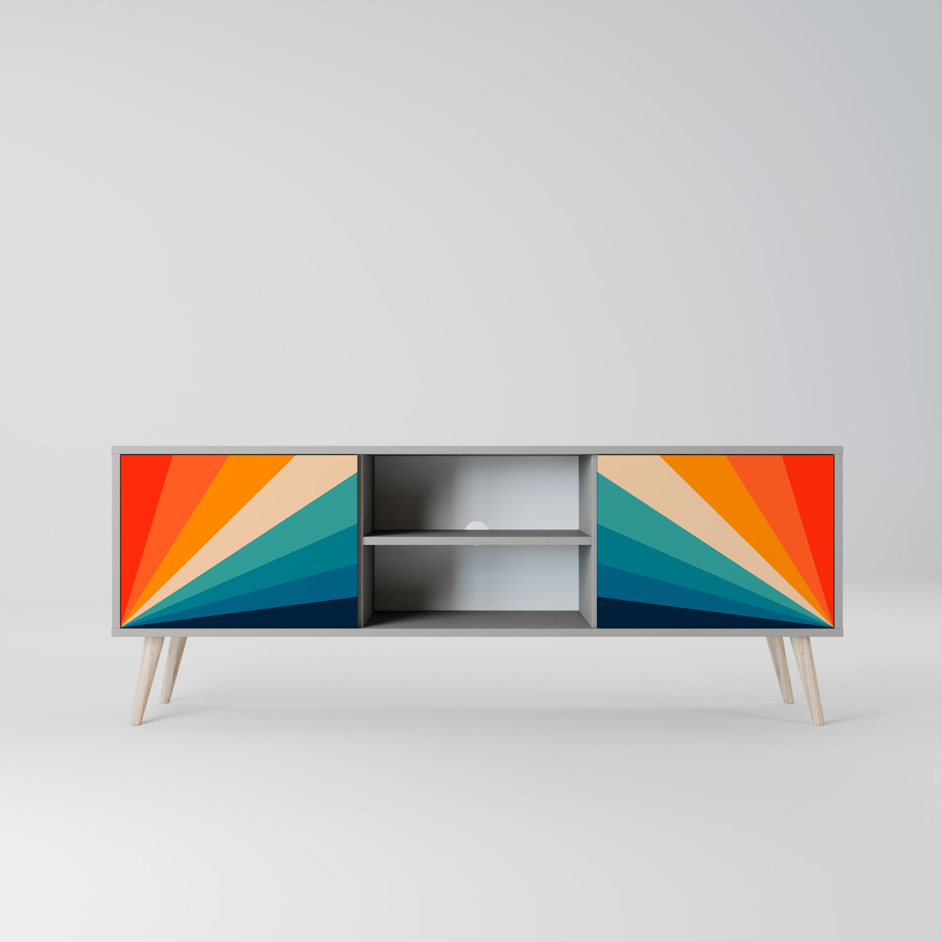 PRISM CONCUSSION Móvel de TV com 2 Portas em Acabamento Cinzento