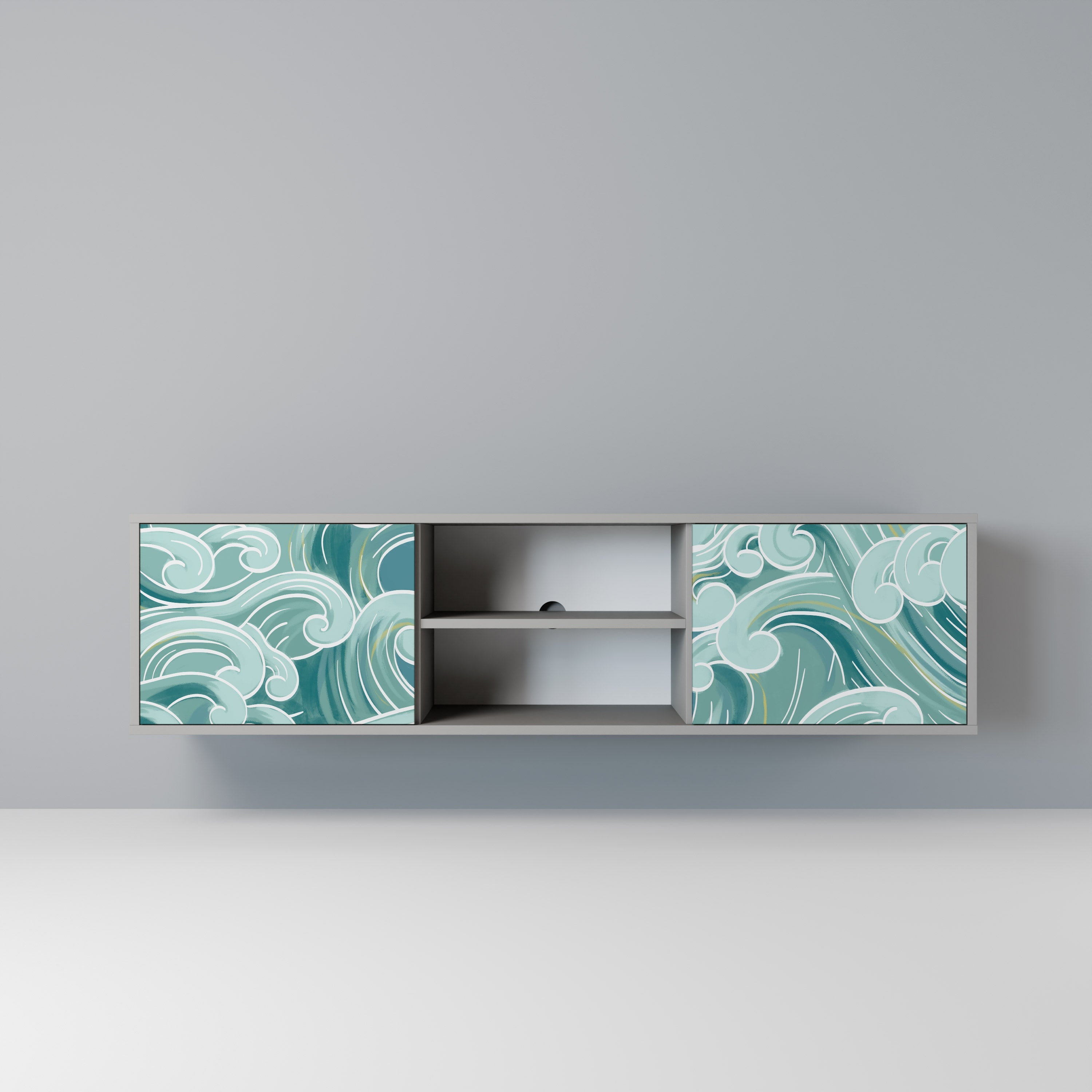 ASIAN SWAY Móvel de TV com 2 Portas em Acabamento Cinzento