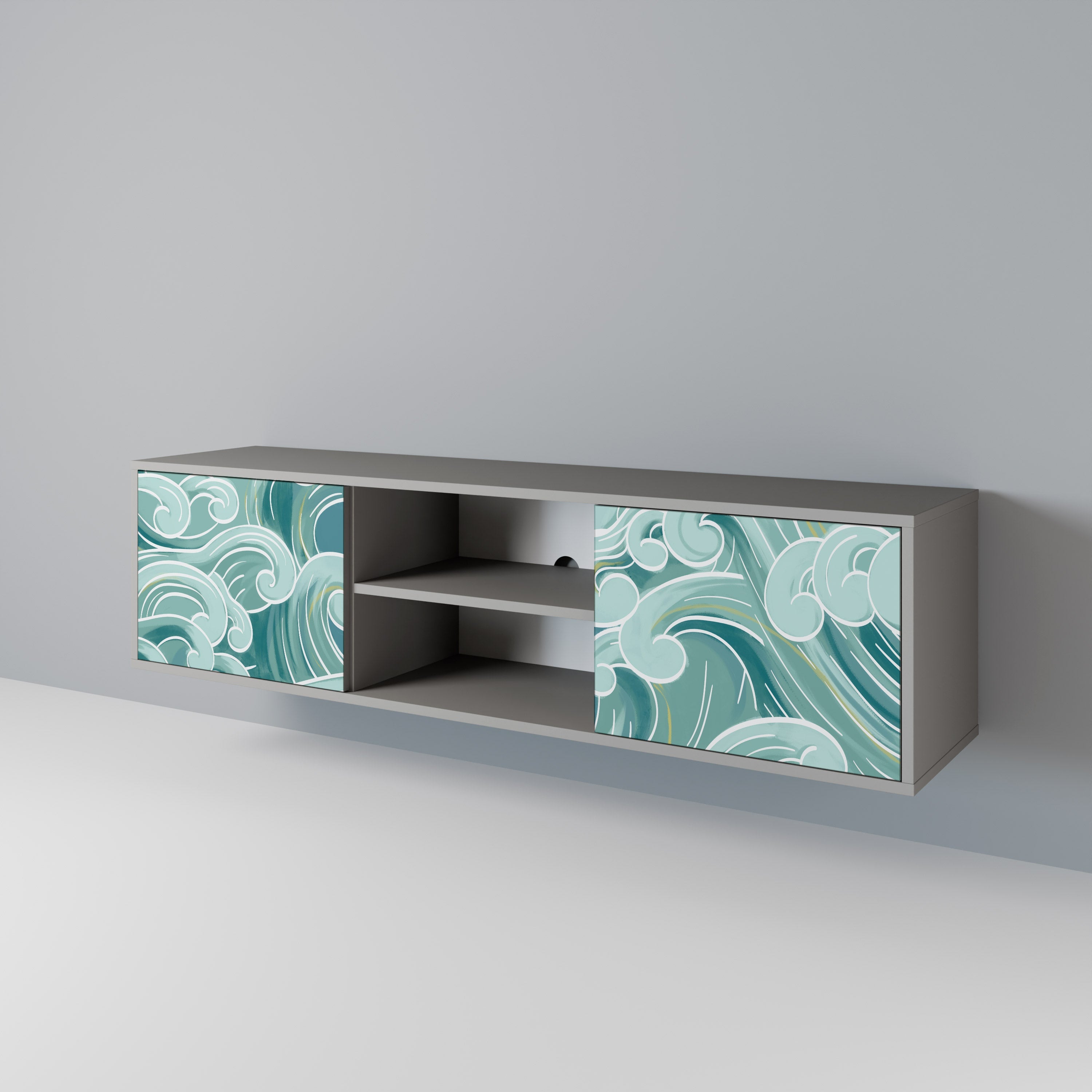 ASIAN SWAY Móvel de TV com 2 Portas em Acabamento Cinzento