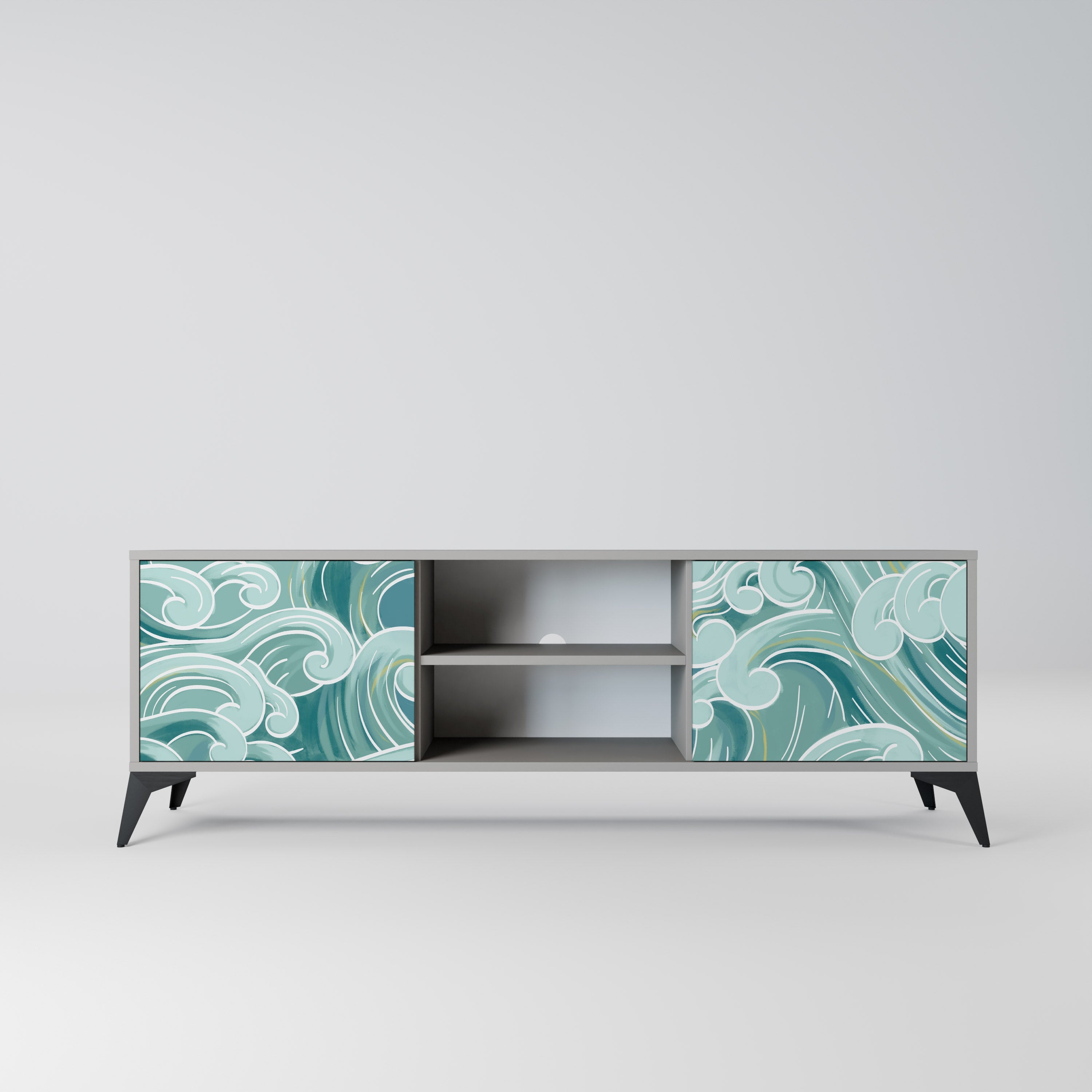 ASIAN SWAY Móvel de TV com 2 Portas em Acabamento Cinzento