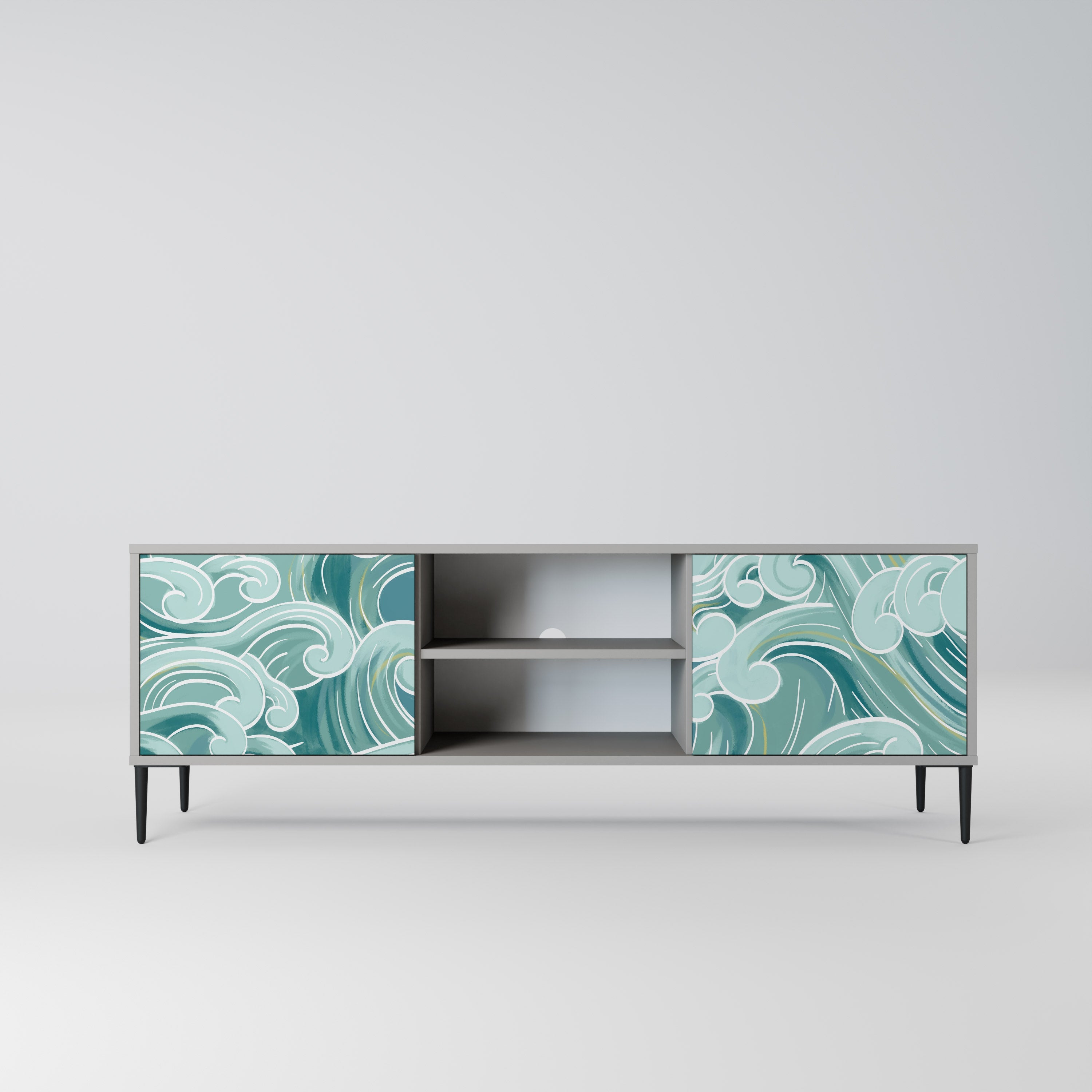 ASIAN SWAY Móvel de TV com 2 Portas em Acabamento Cinzento