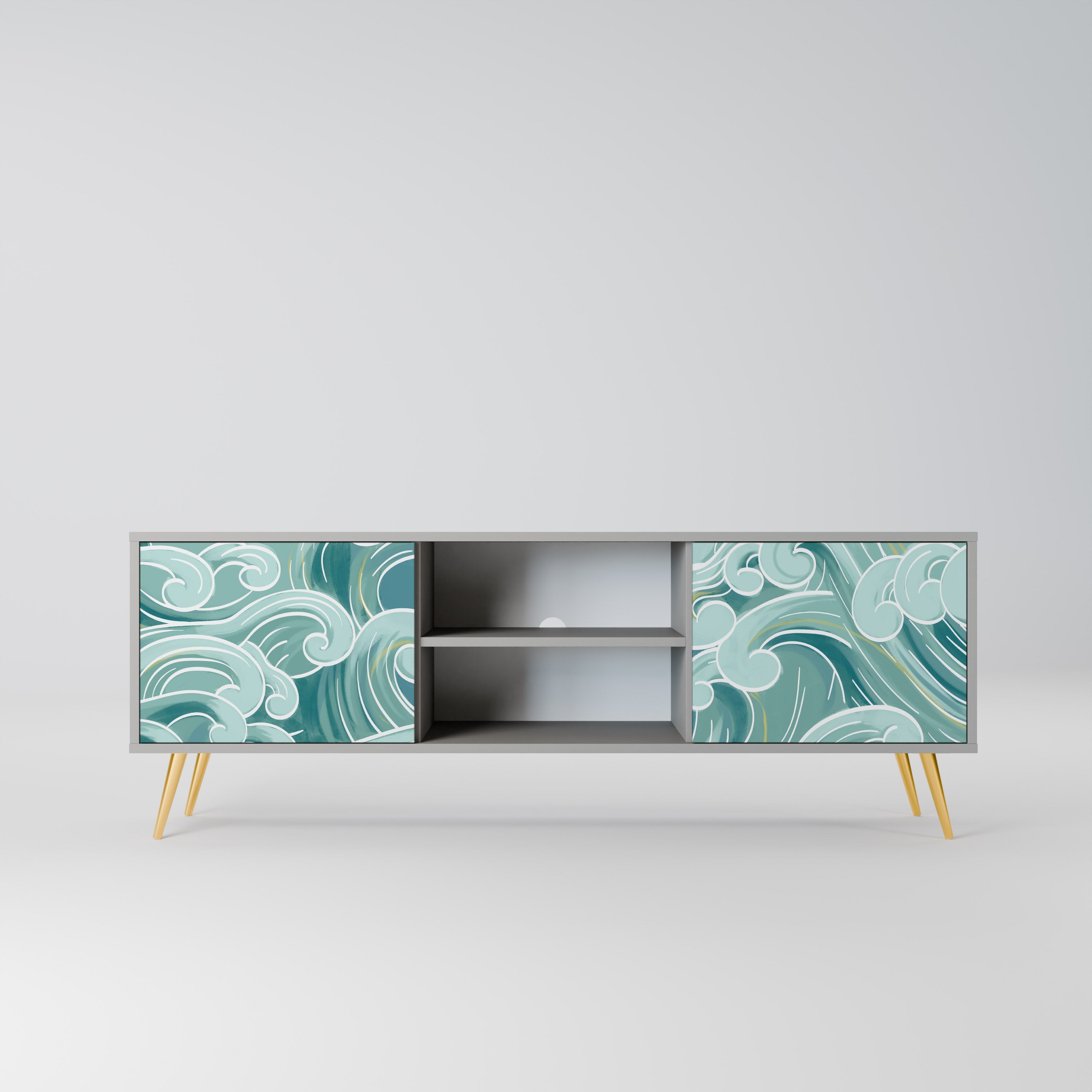 ASIAN SWAY Móvel de TV com 2 Portas em Acabamento Cinzento